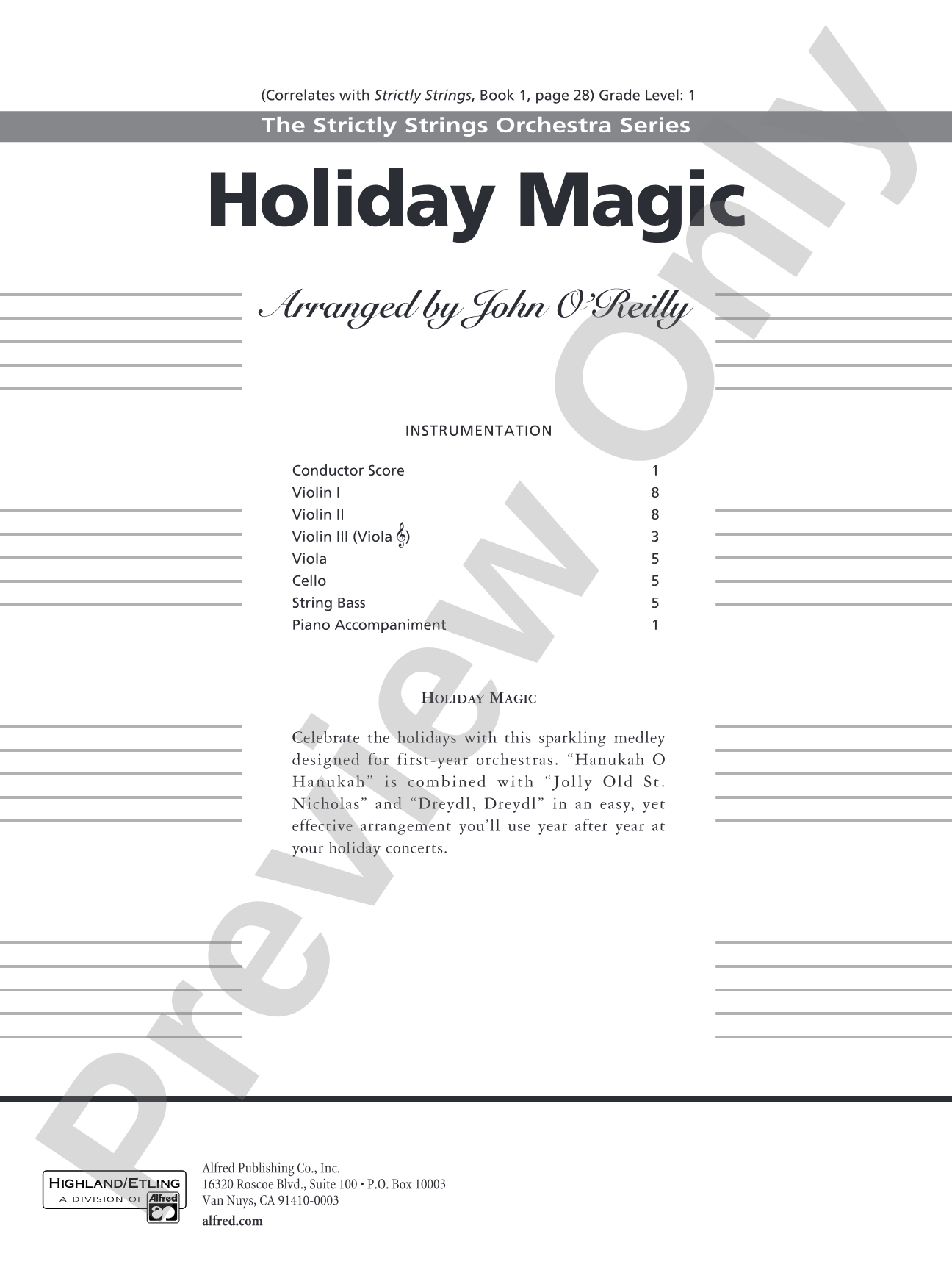 Holiday Magic: String Orchestra Conductor Score & Parts