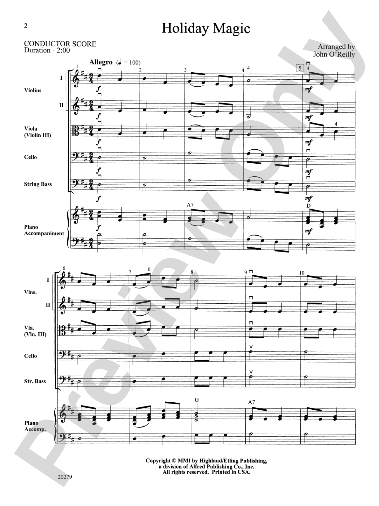 Holiday Magic: String Orchestra Conductor Score & Parts