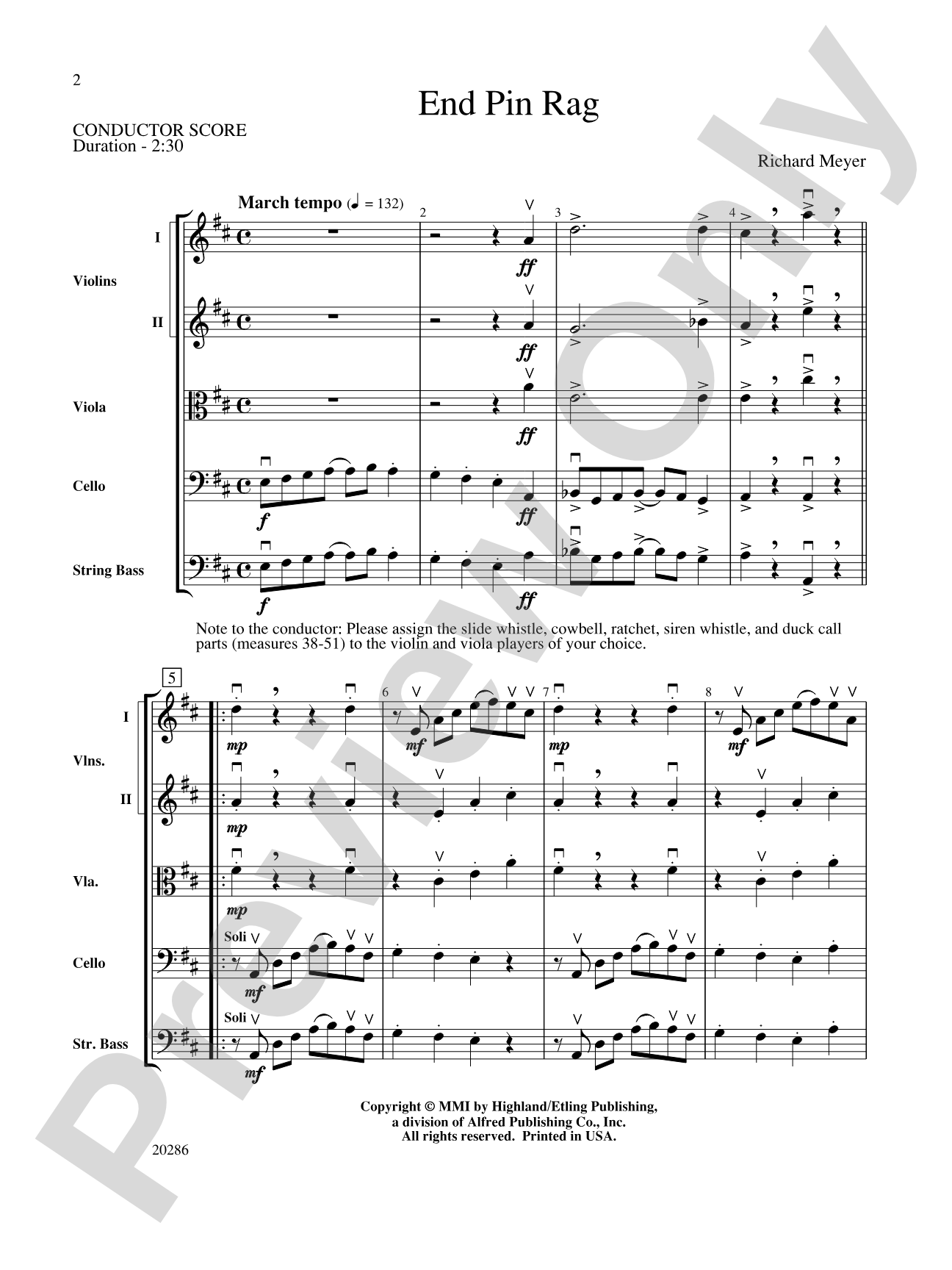 End Pin Rag (Cello and Bass Section Feature): String Orchestra Conductor Score & Parts