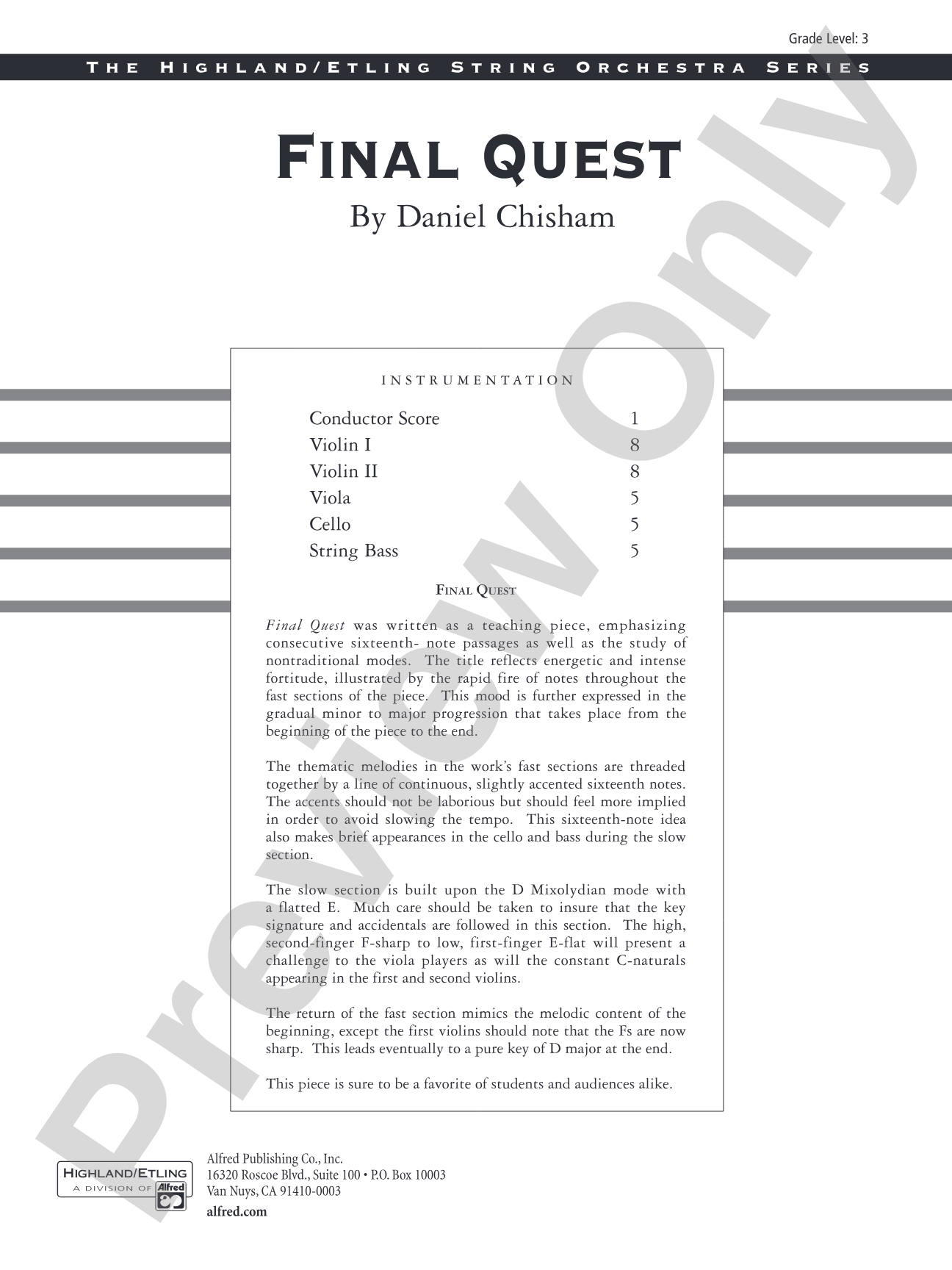 Final Quest: String Orchestra Conductor Score & Parts