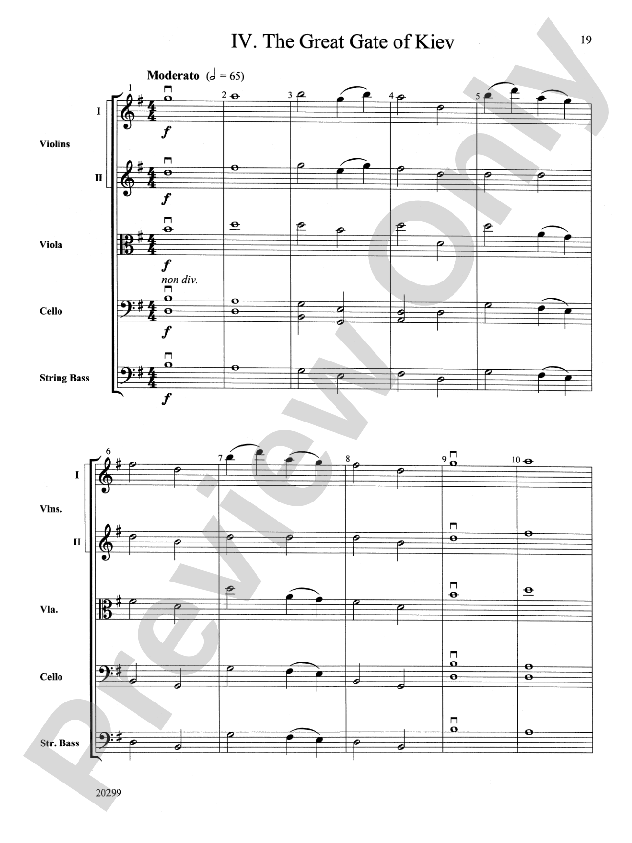 Selections from Pictures at an Exhibition: String Orchestra Conductor Score & Parts