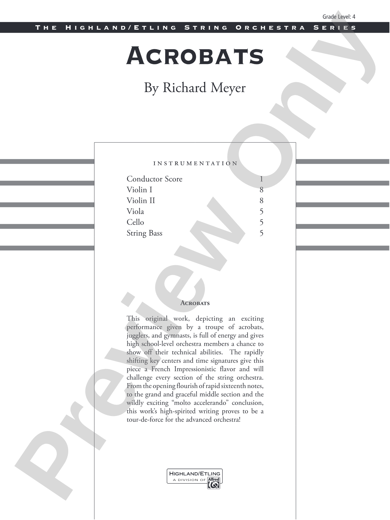 Acrobats: String Orchestra Conductor Score & Parts