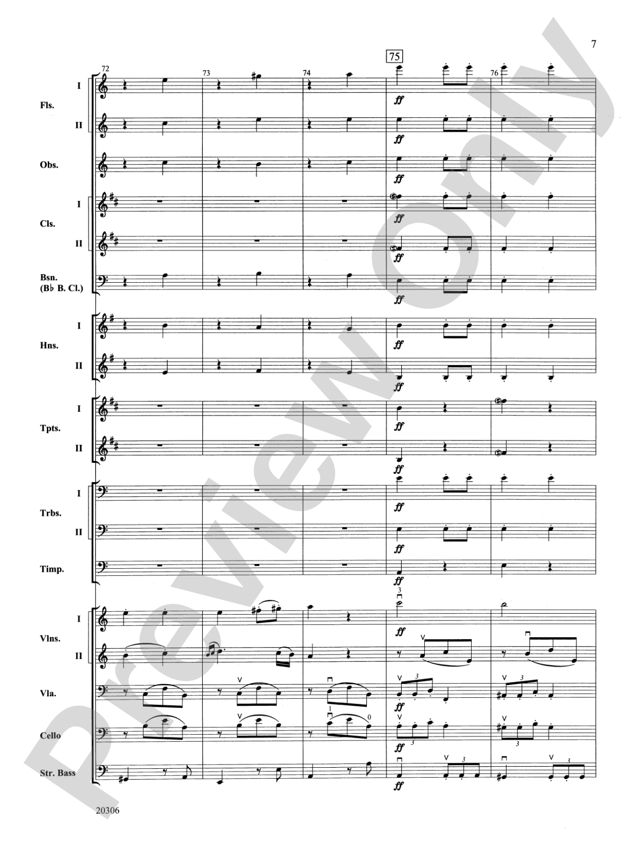 Symphony No. 7 (2nd Movement): Full Orchestra Conductor Score & Parts