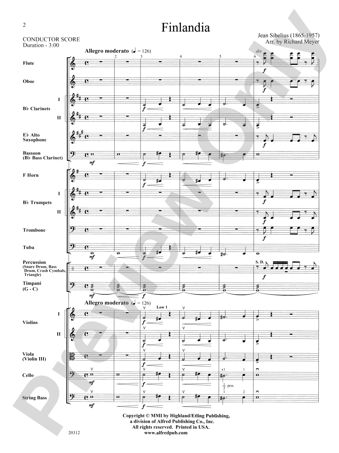 Finlandia: Full Orchestra Conductor Score & Parts