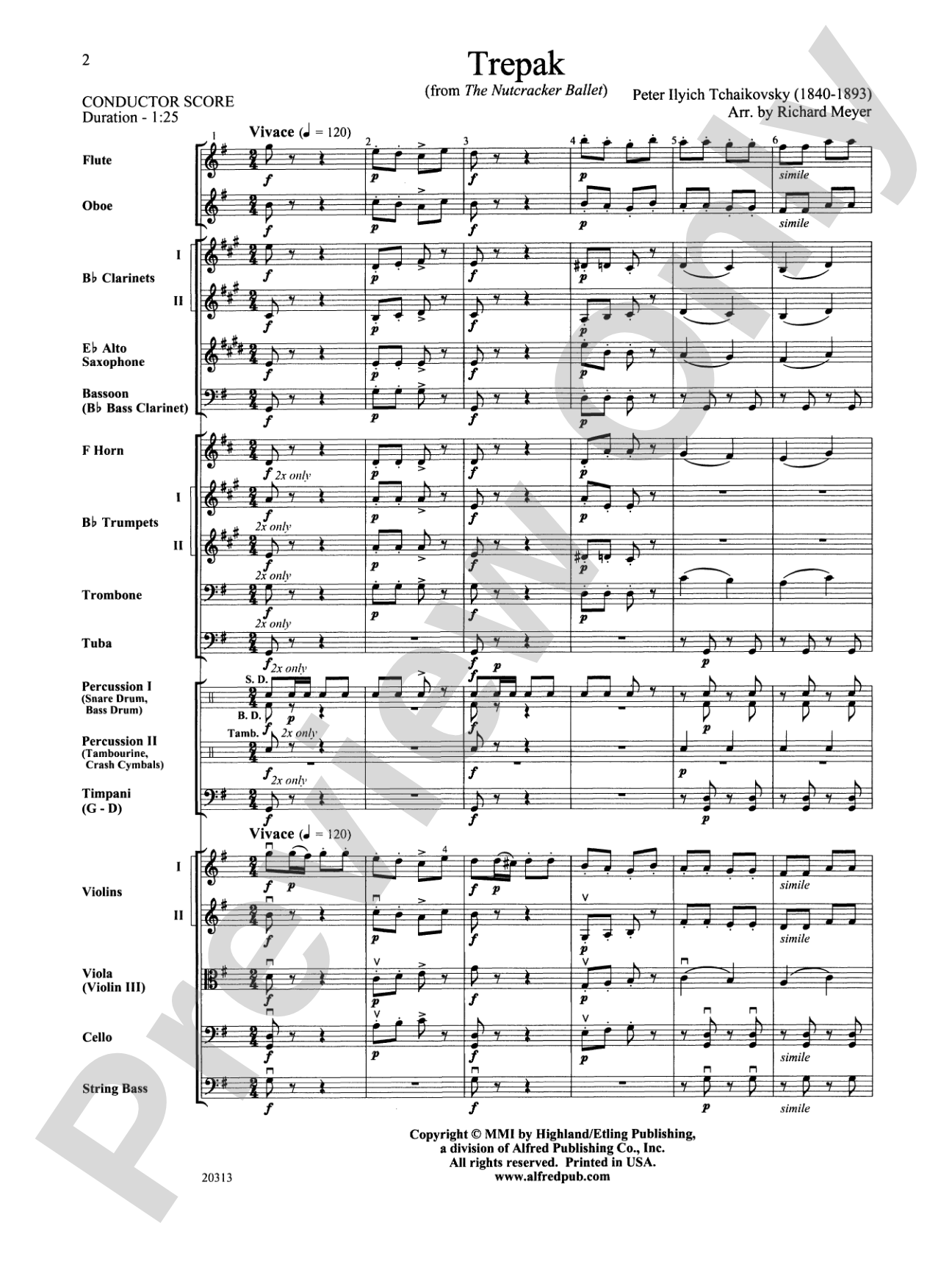 Trepak from The Nutcracker Ballet: Full Orchestra Conductor Score & Parts
