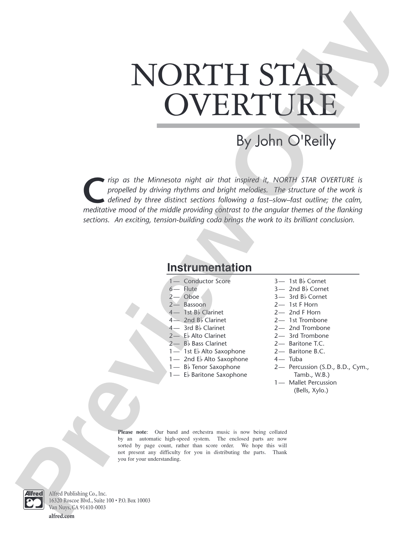 North Star Overture: Concert Band Conductor Score & Parts