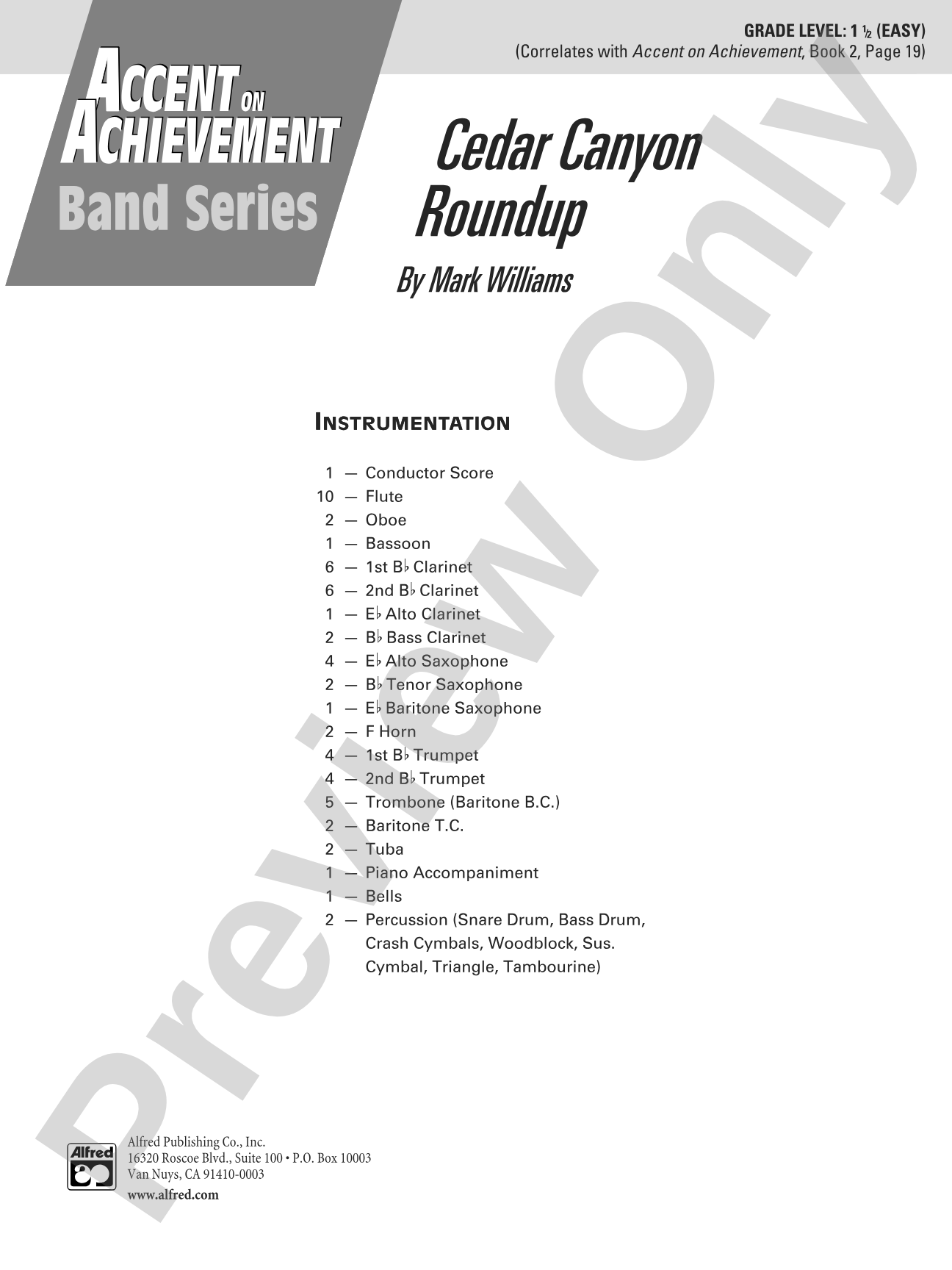 Cedar Canyon Roundup: Concert Band Conductor Score & Parts