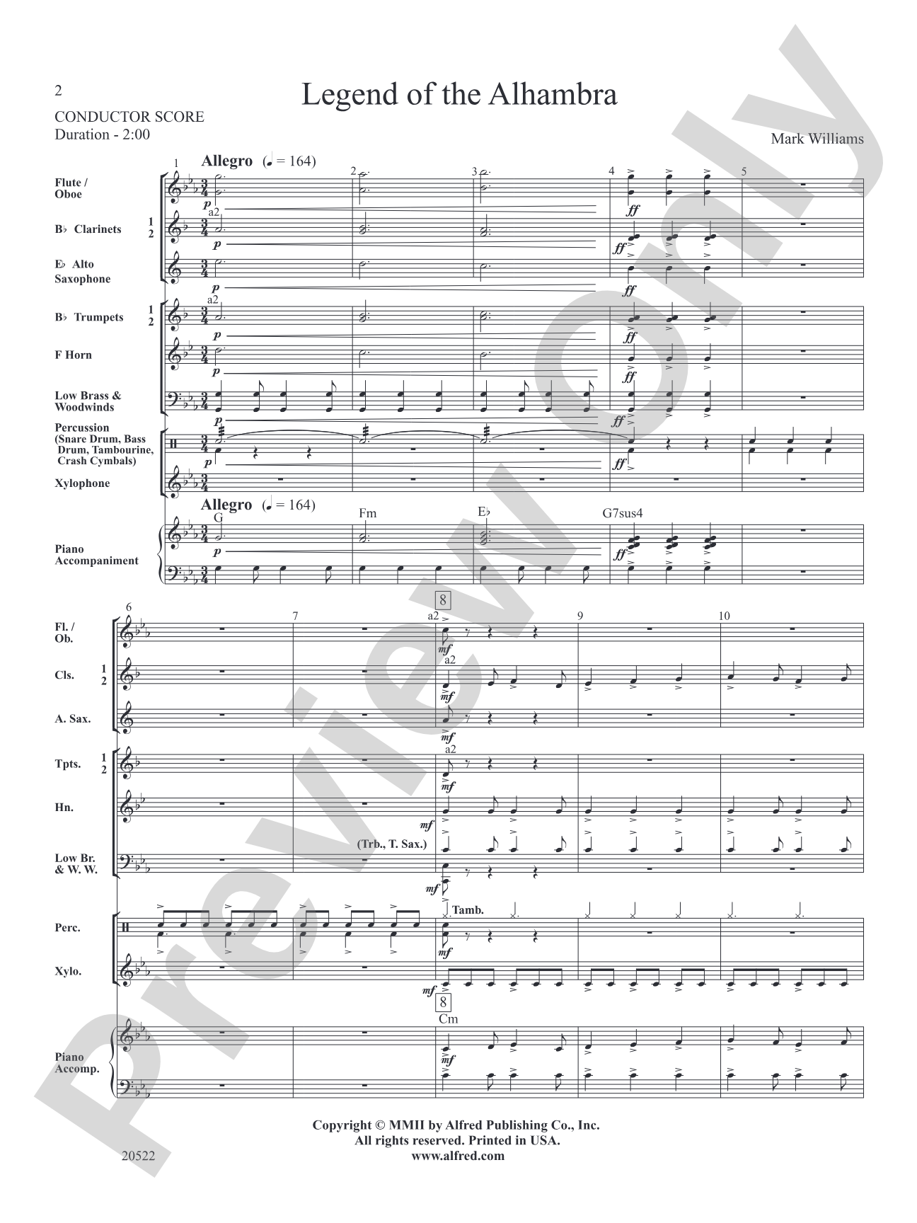 Legend of the Alhambra: Concert Band Conductor Score & Parts