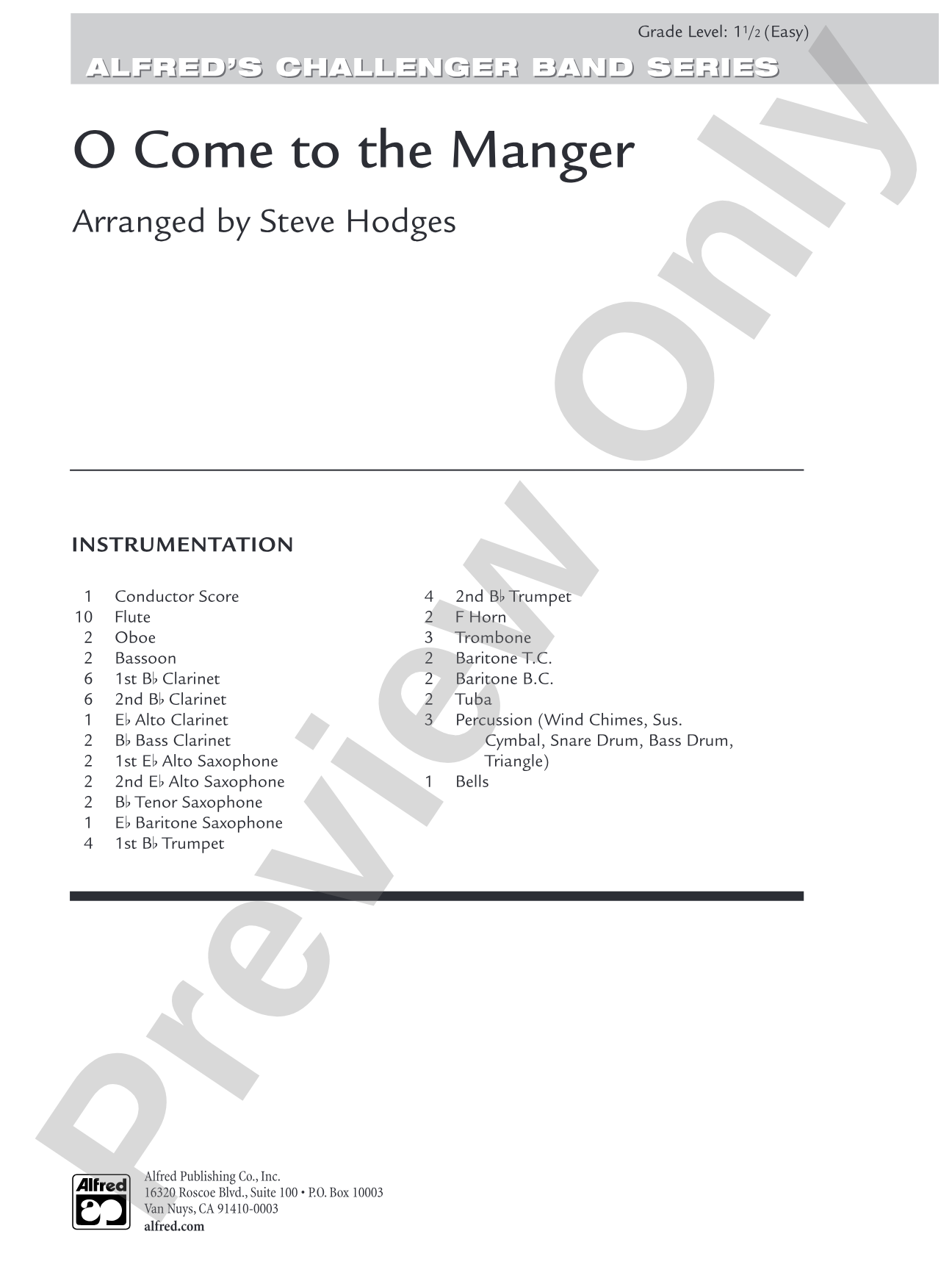 O Come to the Manger: Concert Band Conductor Score & Parts