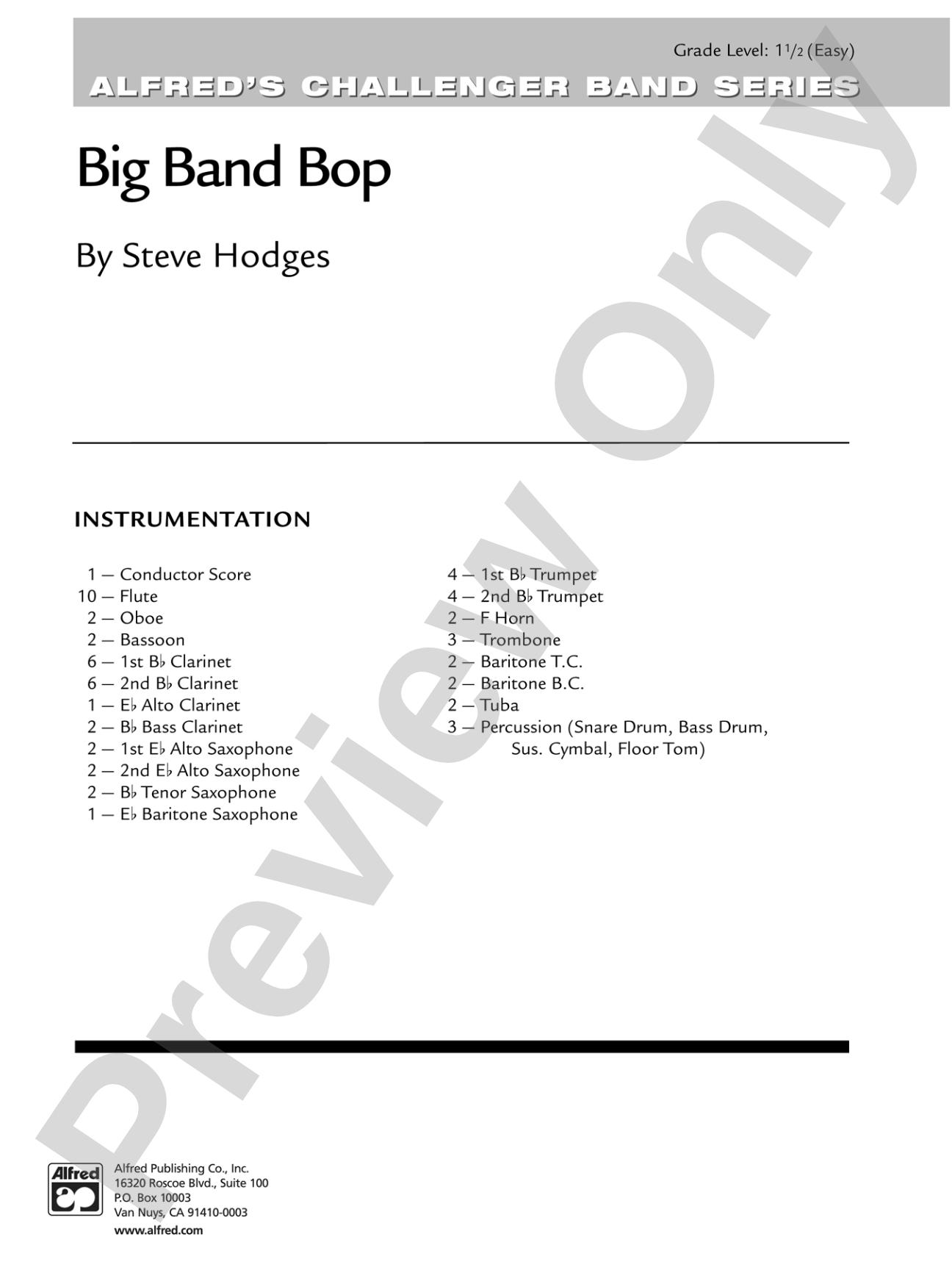 Big Band Bop: Concert Band Conductor Score & Parts