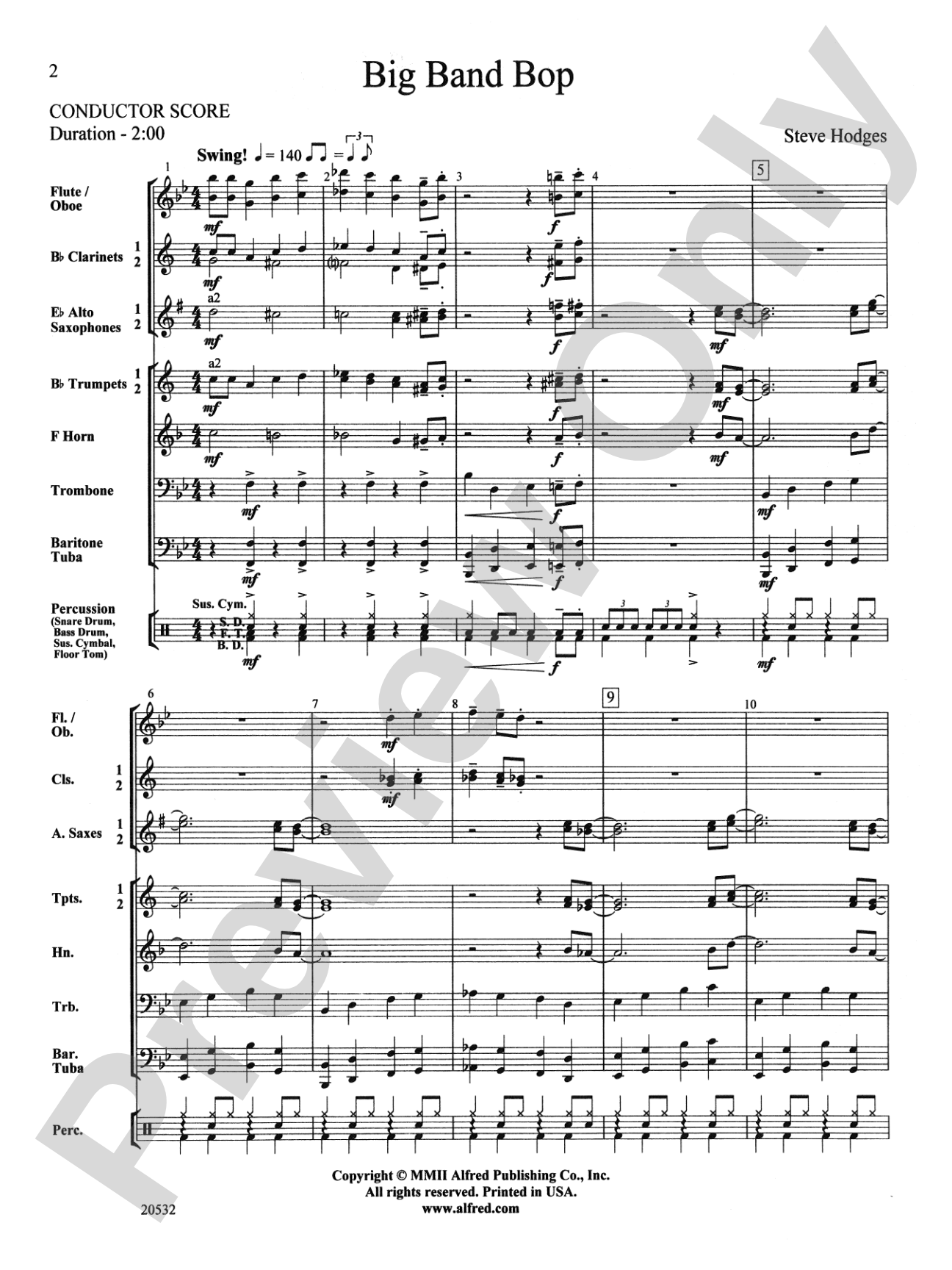 Big Band Bop: Concert Band Conductor Score & Parts