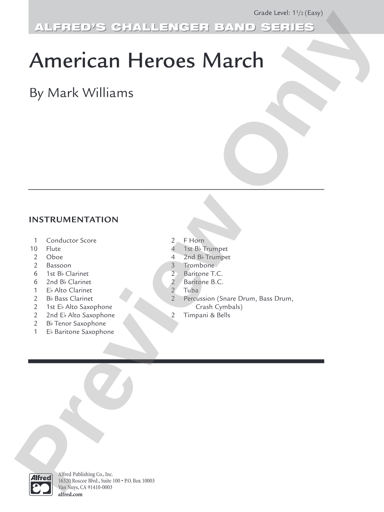 American Heroes March: Concert Band Conductor Score & Parts