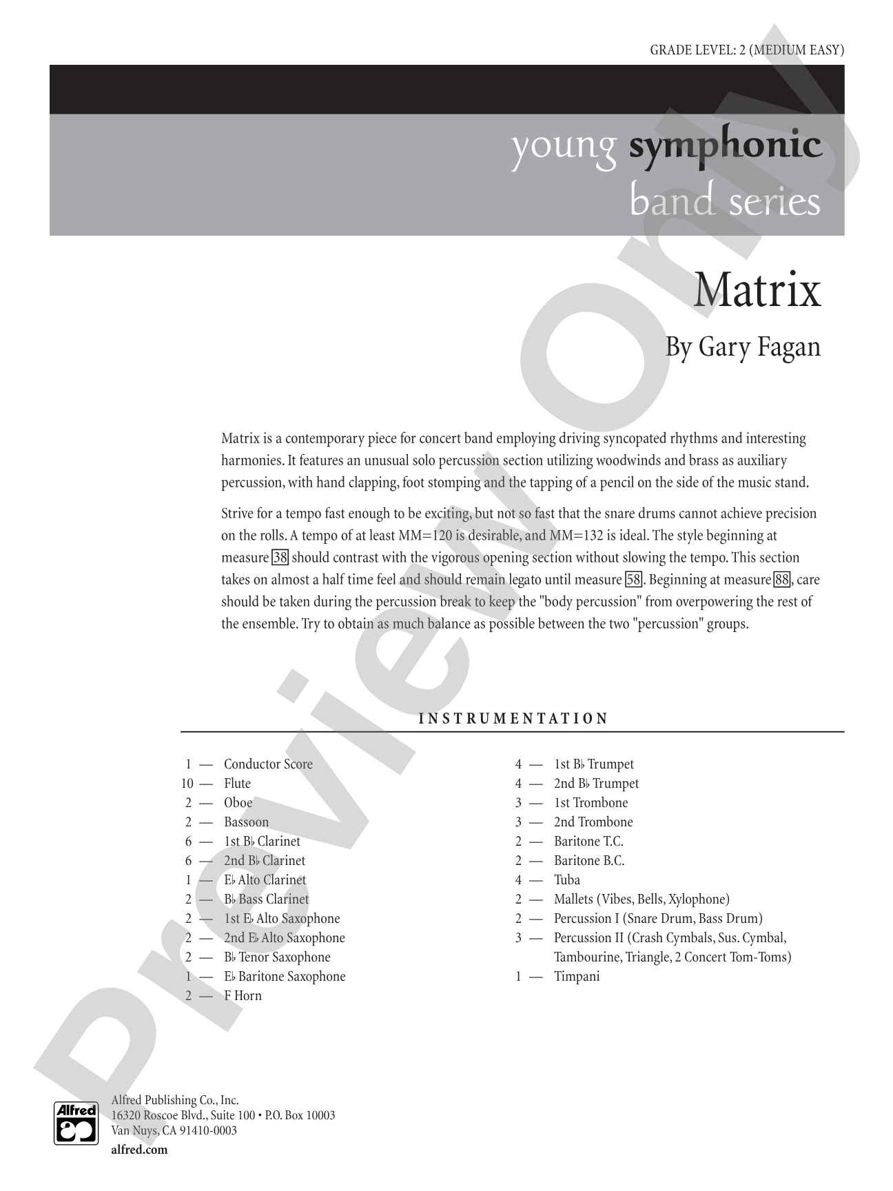 Matrix: Concert Band Conductor Score & Parts