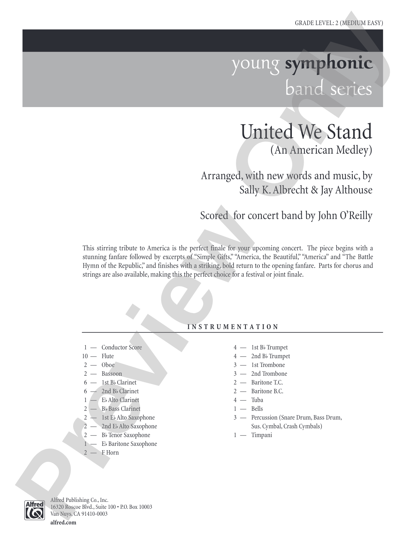 United We Stand (An American Medley): Concert Band Conductor Score & Parts