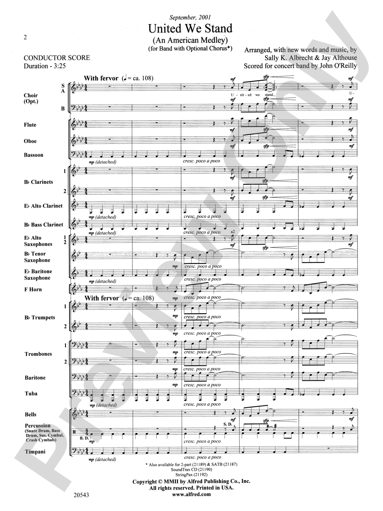 United We Stand (An American Medley): Concert Band Conductor Score & Parts