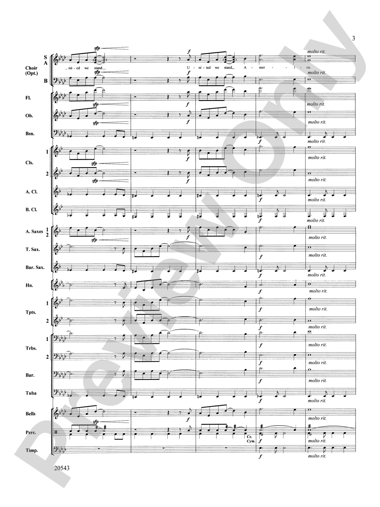 United We Stand (An American Medley): Concert Band Conductor Score & Parts