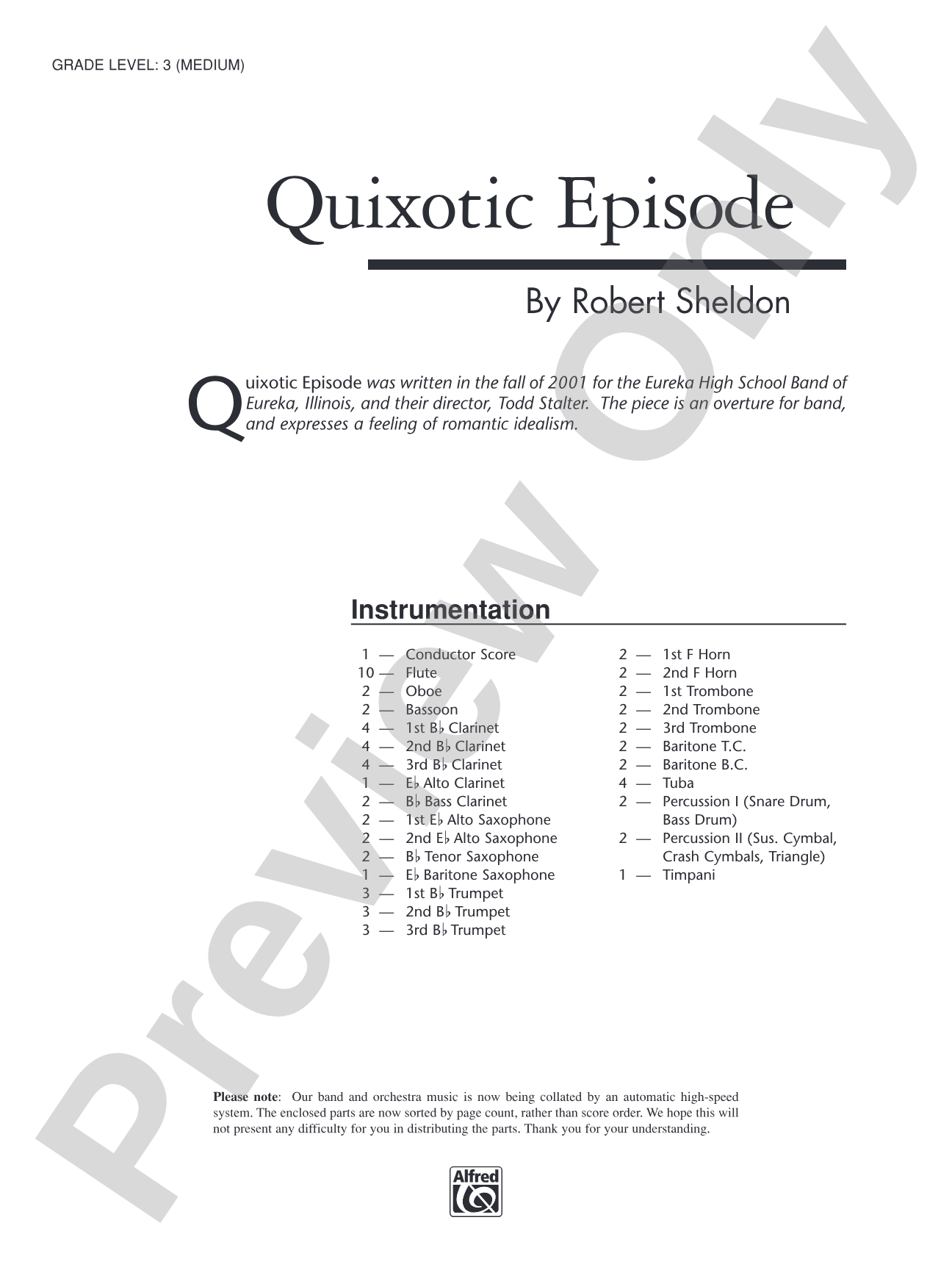 Quixotic Episode: Score