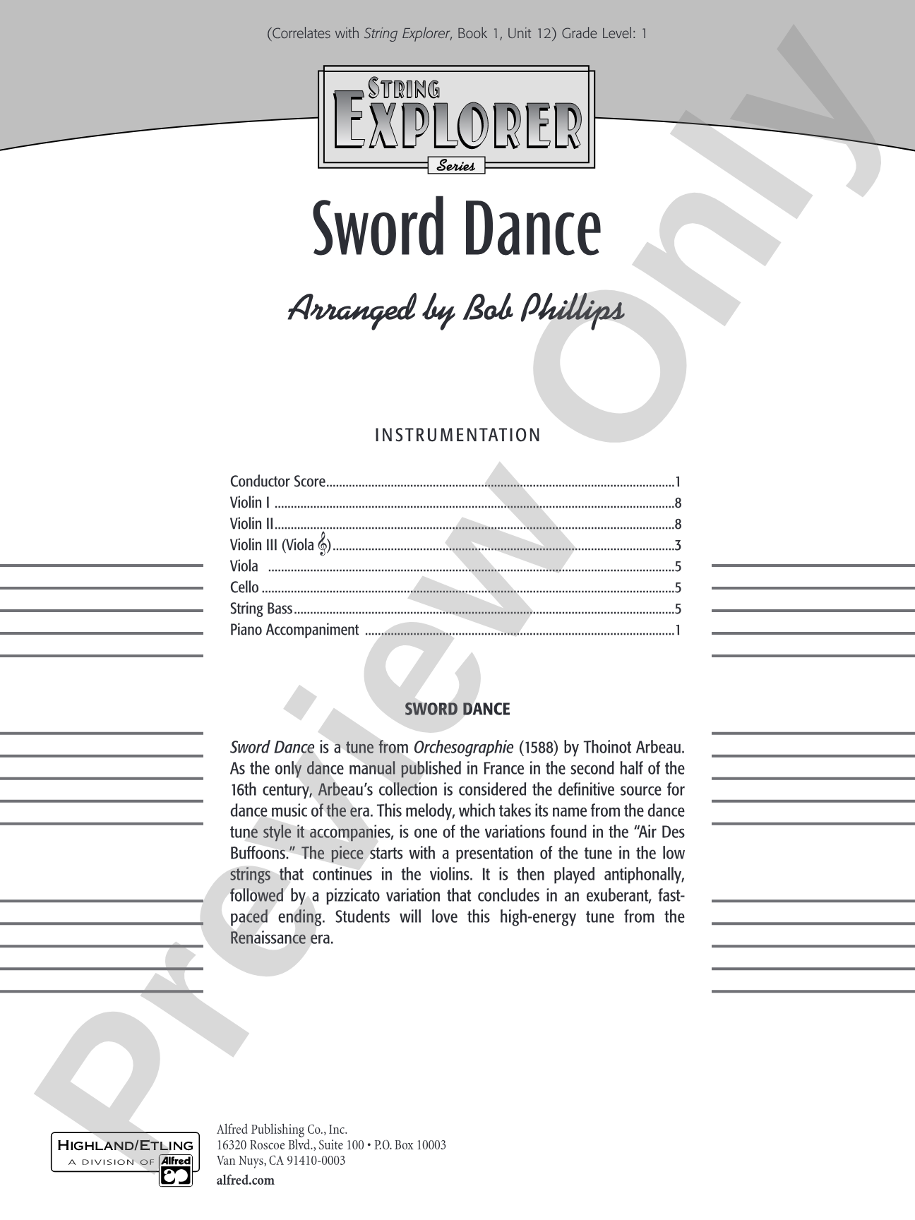 Sword Dance: String Orchestra Conductor Score & Parts