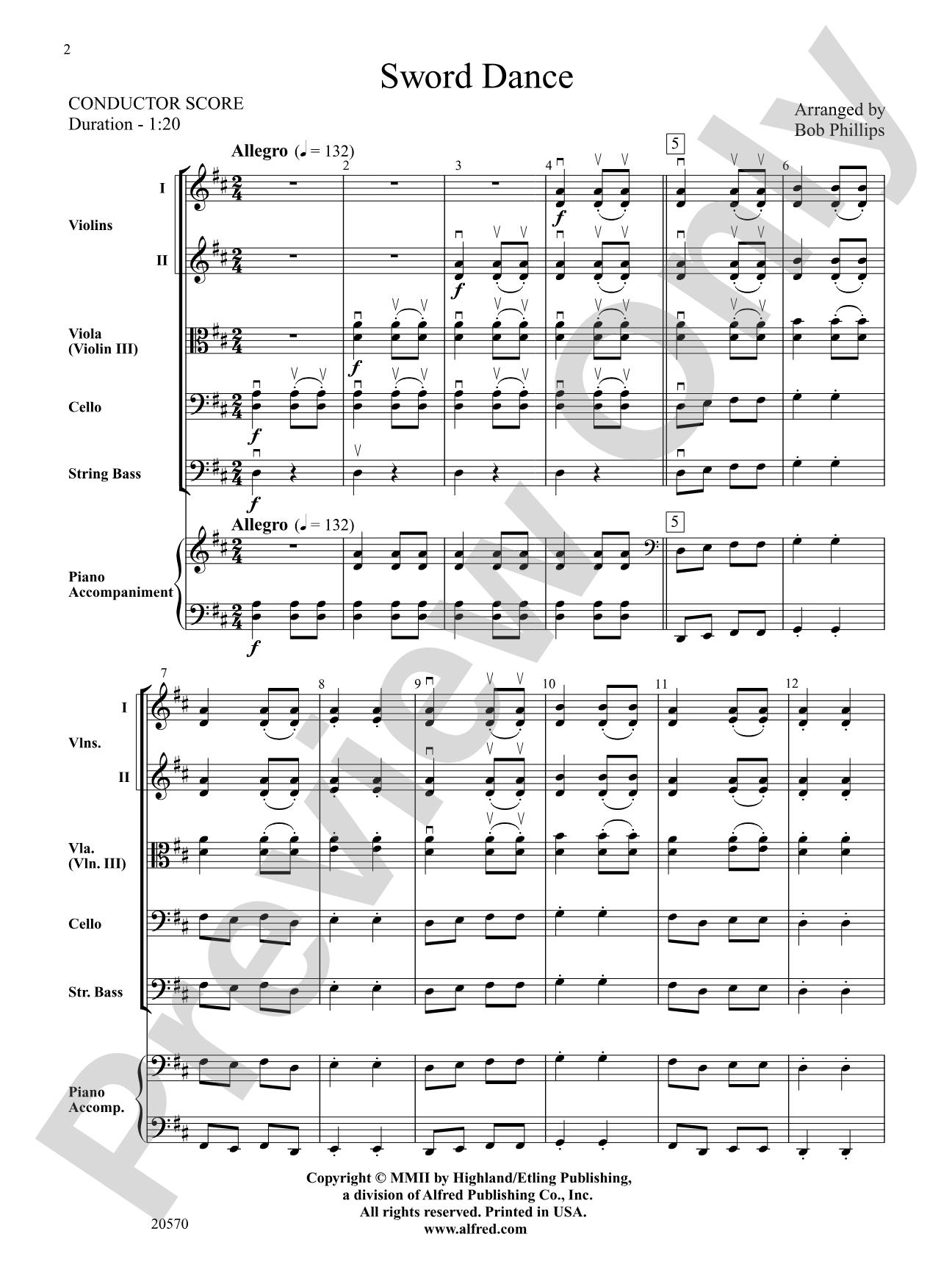 Sword Dance: String Orchestra Conductor Score & Parts