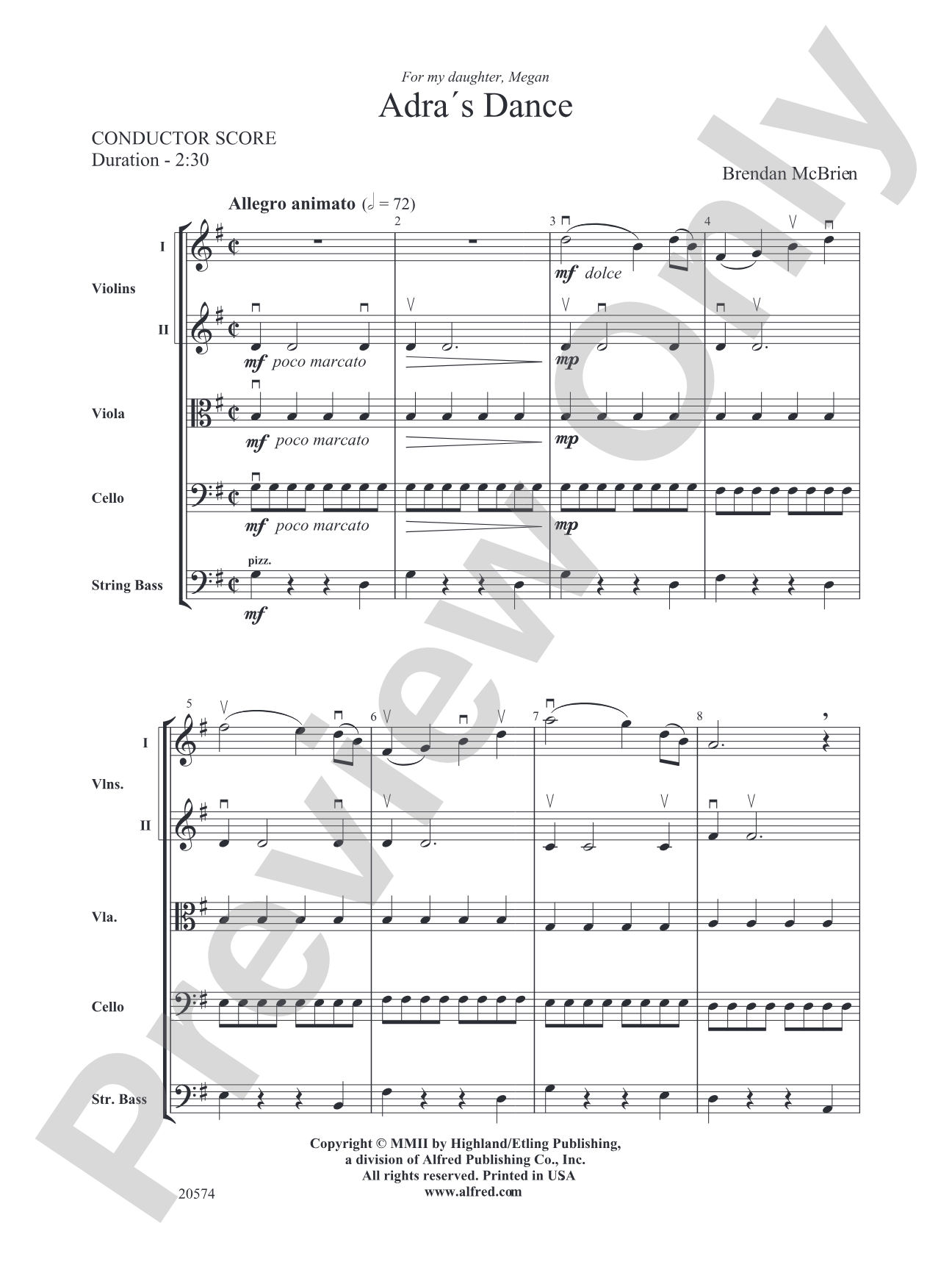 Adra's Dance: String Orchestra Conductor Score & Parts