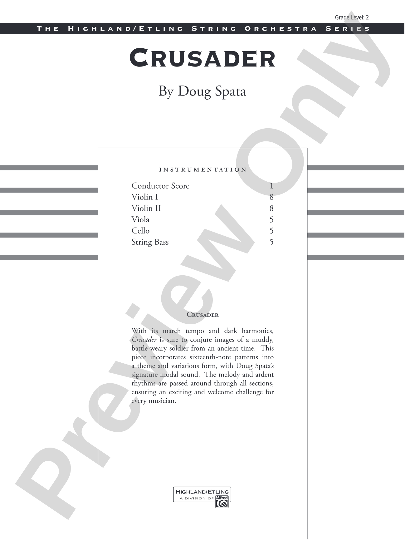 Crusader: String Orchestra Conductor Score & Parts