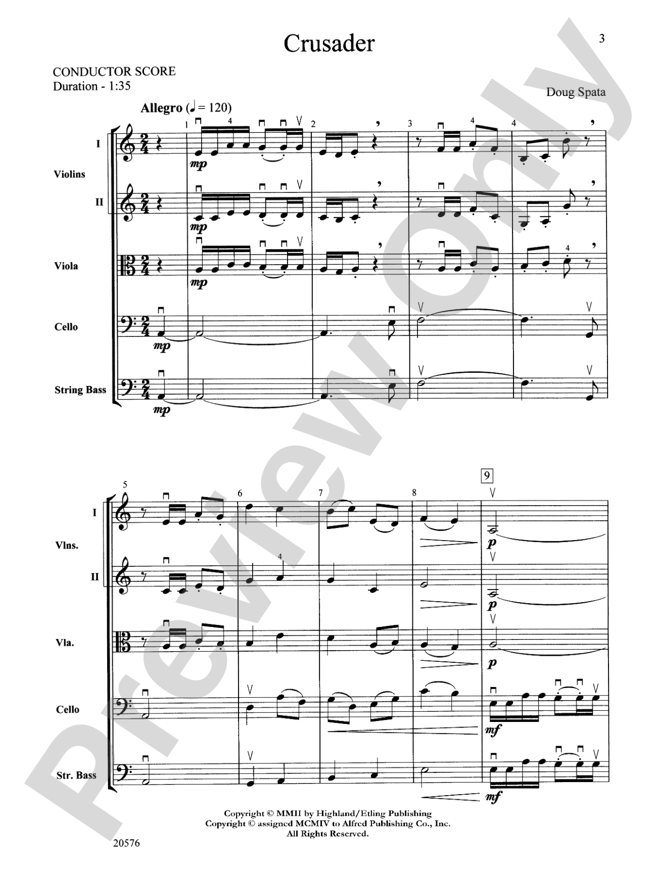 Crusader: String Orchestra Conductor Score & Parts