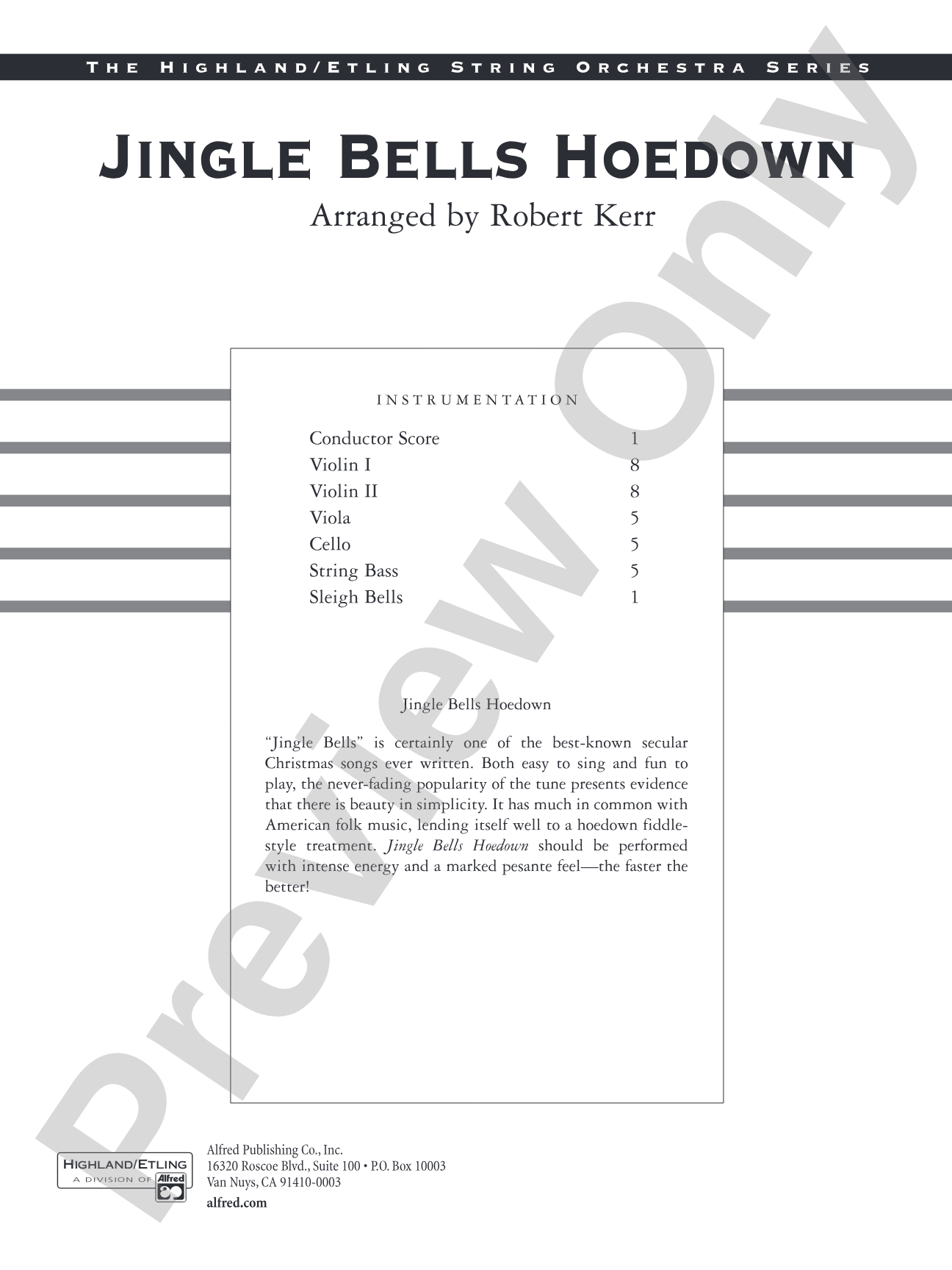 Jingle Bells Hoedown: String Orchestra Conductor Score & Parts