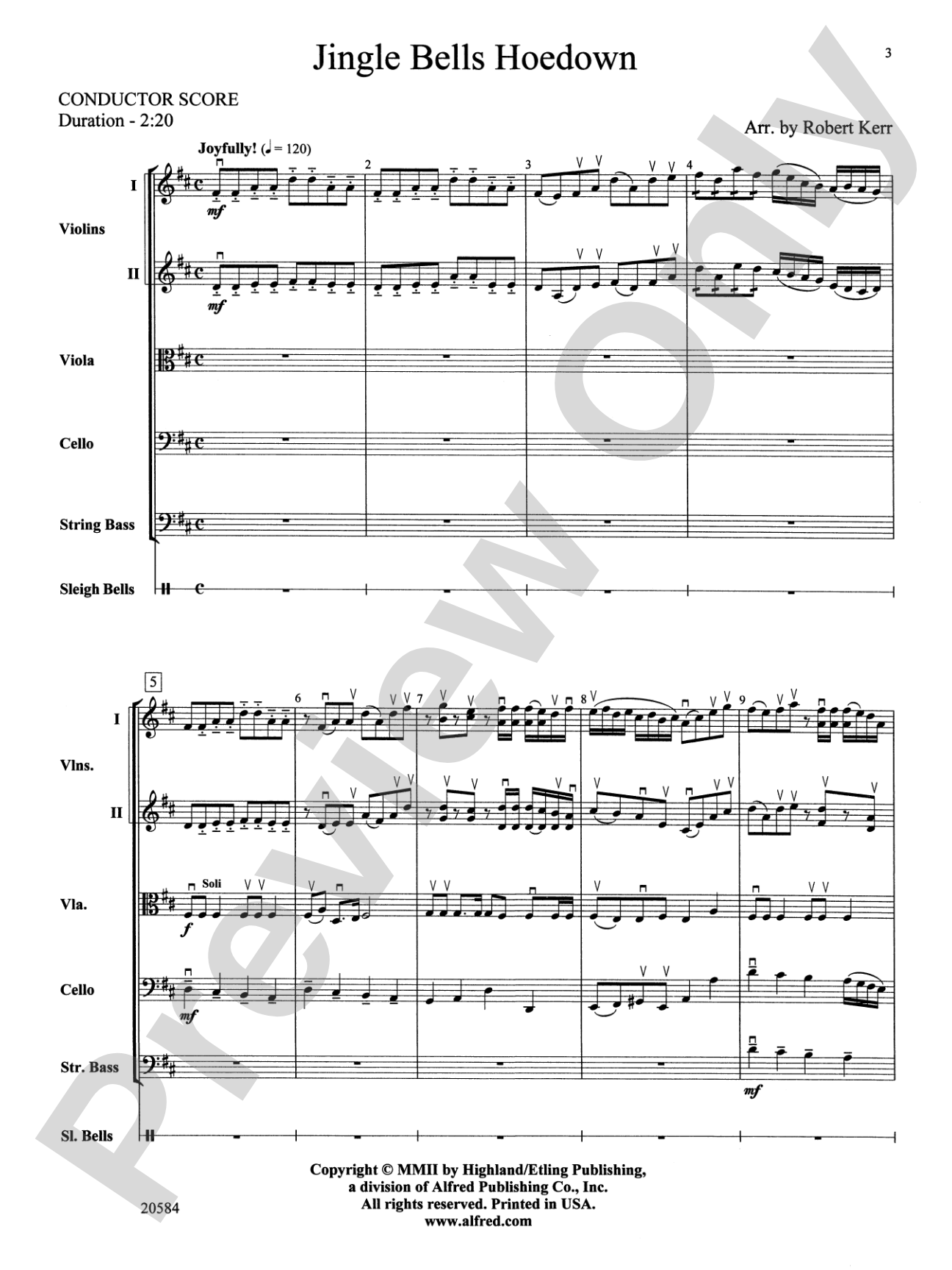 Jingle Bells Hoedown: String Orchestra Conductor Score & Parts