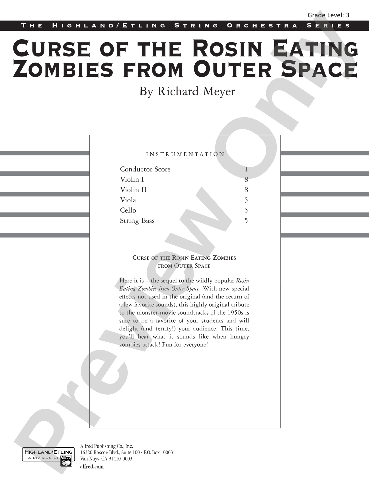 Curse of the Rosin Eating Zombies from Outer Space: String Orchestra Conductor Score & Parts