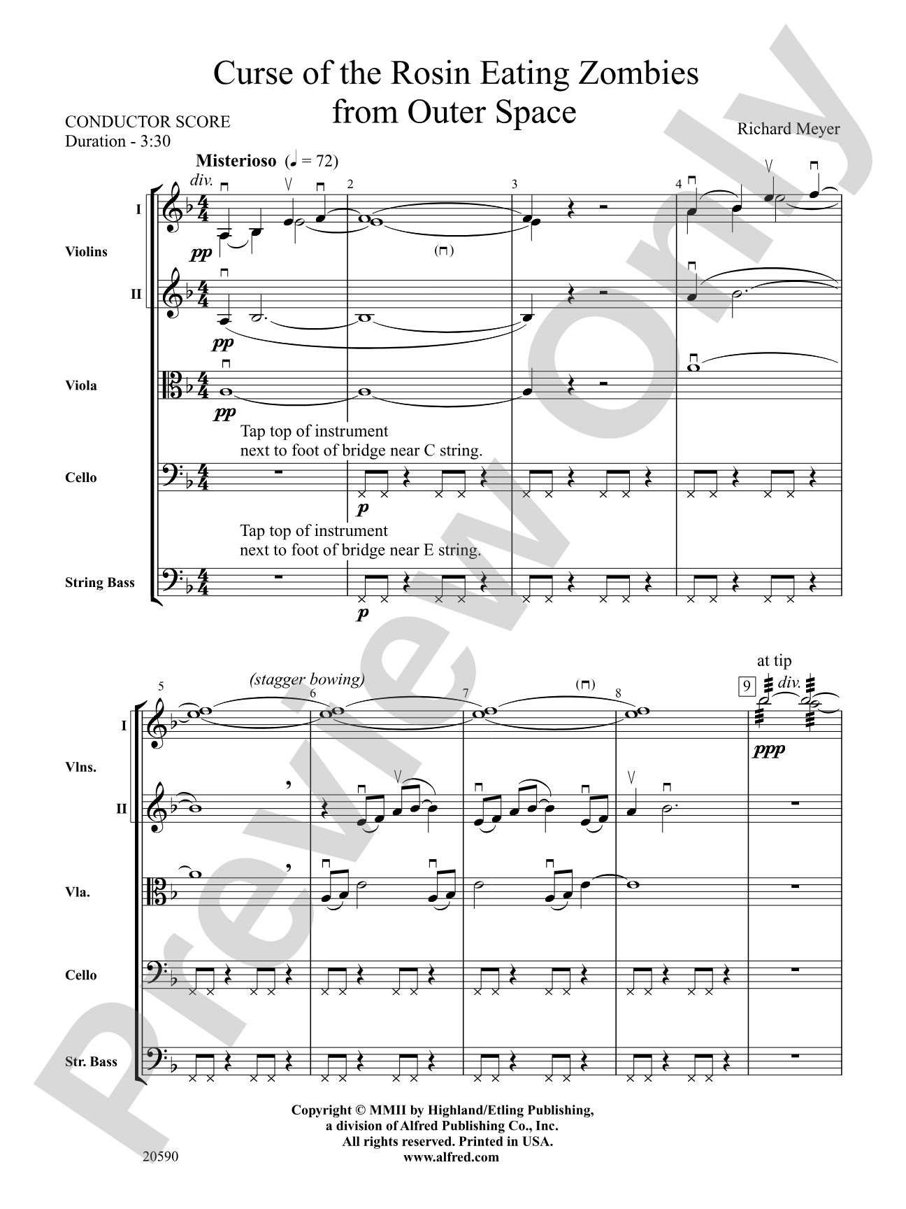 Curse of the Rosin Eating Zombies from Outer Space: String Orchestra Conductor Score & Parts