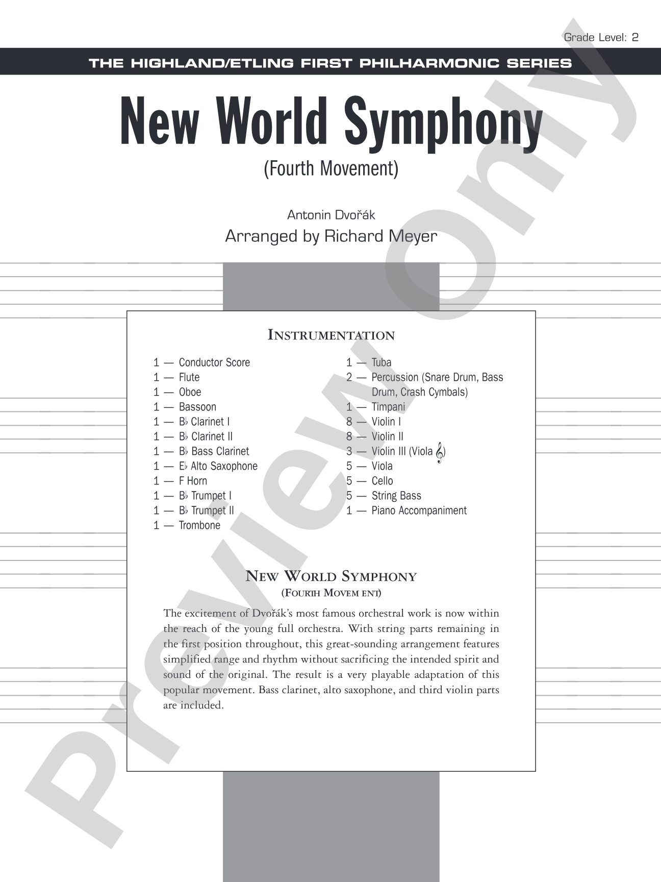 New World Symphony (Fourth Movement): Full Orchestra Conductor Score & Parts