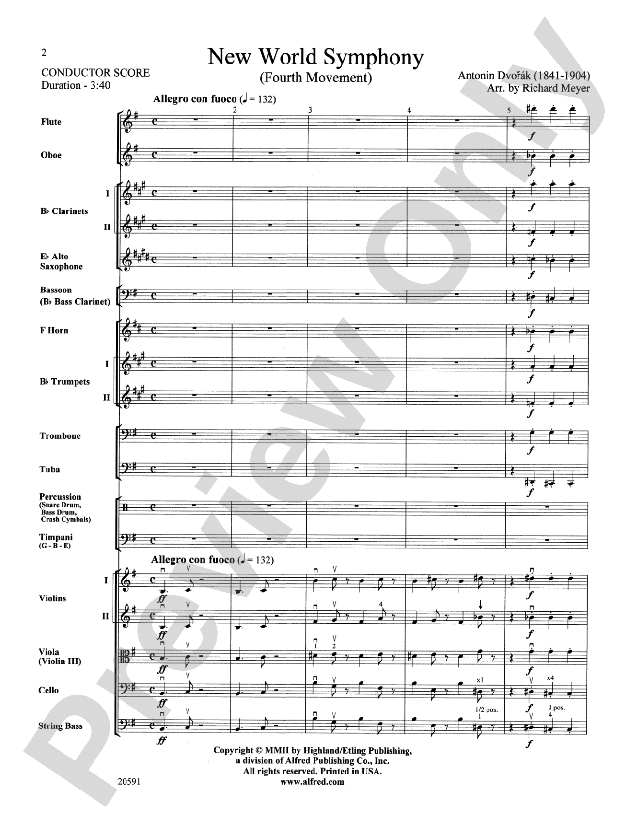 New World Symphony (Fourth Movement): Full Orchestra Conductor Score & Parts