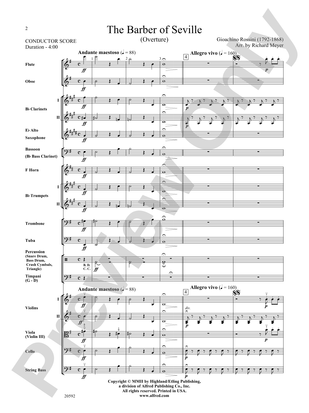 The Barber of Seville (Overture): Full Orchestra Conductor Score & Parts