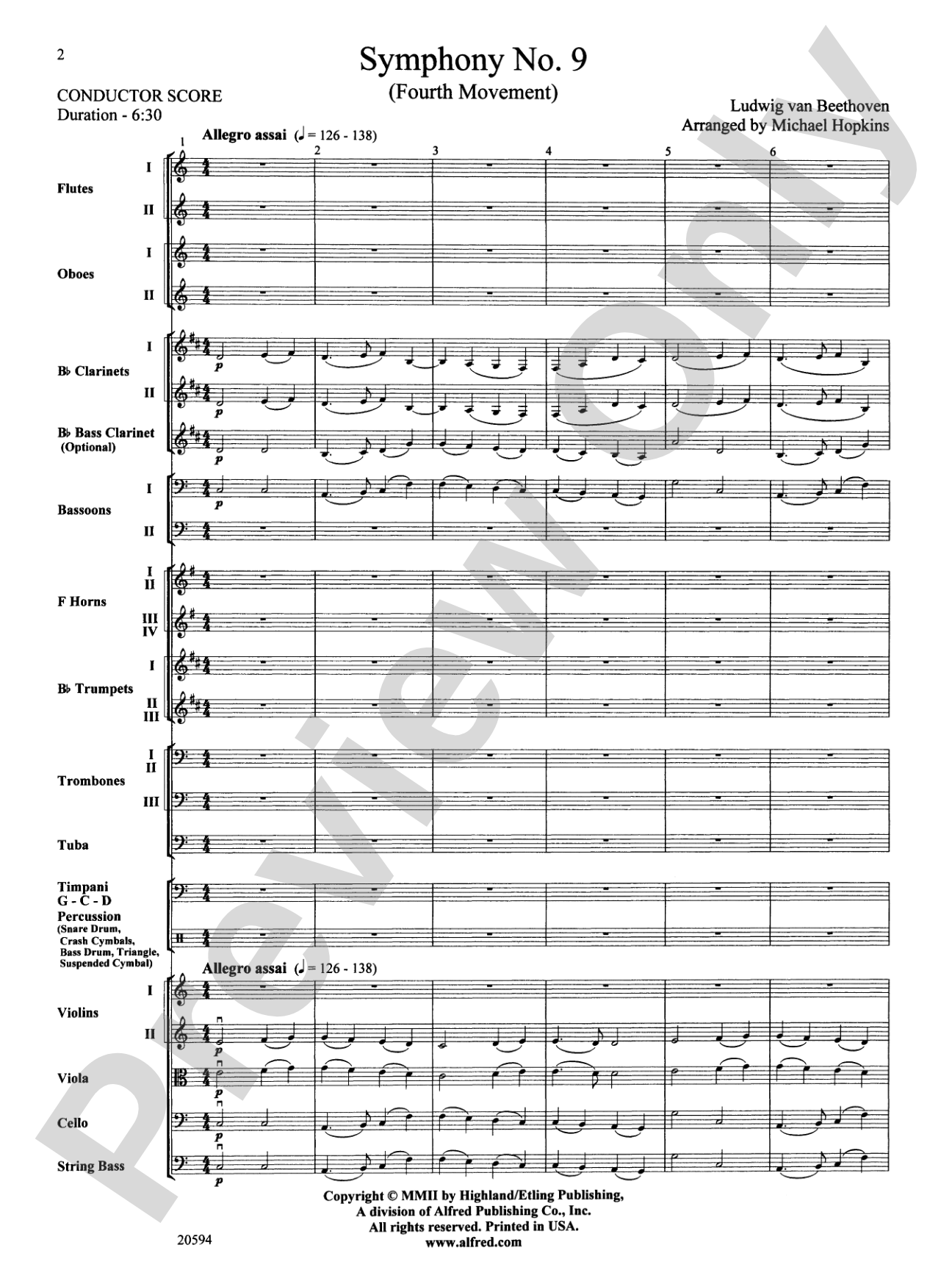 Symphony No. 9 (Fourth Movement): Full Orchestra Conductor Score & Parts