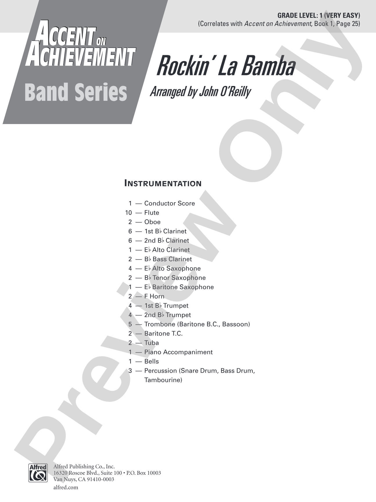 Rockin' La Bamba: Concert Band Conductor Score & Parts