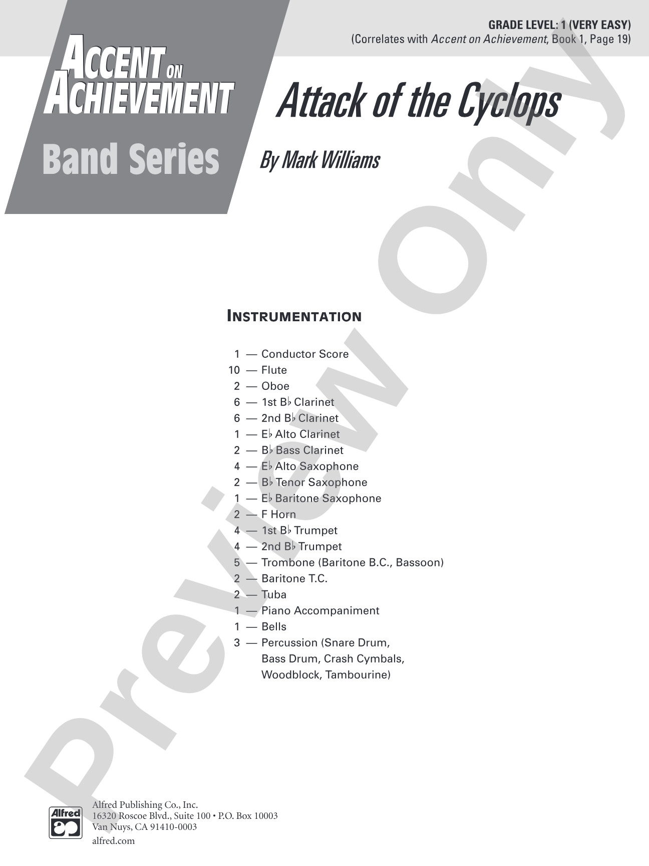 Attack of the Cyclops: Concert Band Conductor Score & Parts