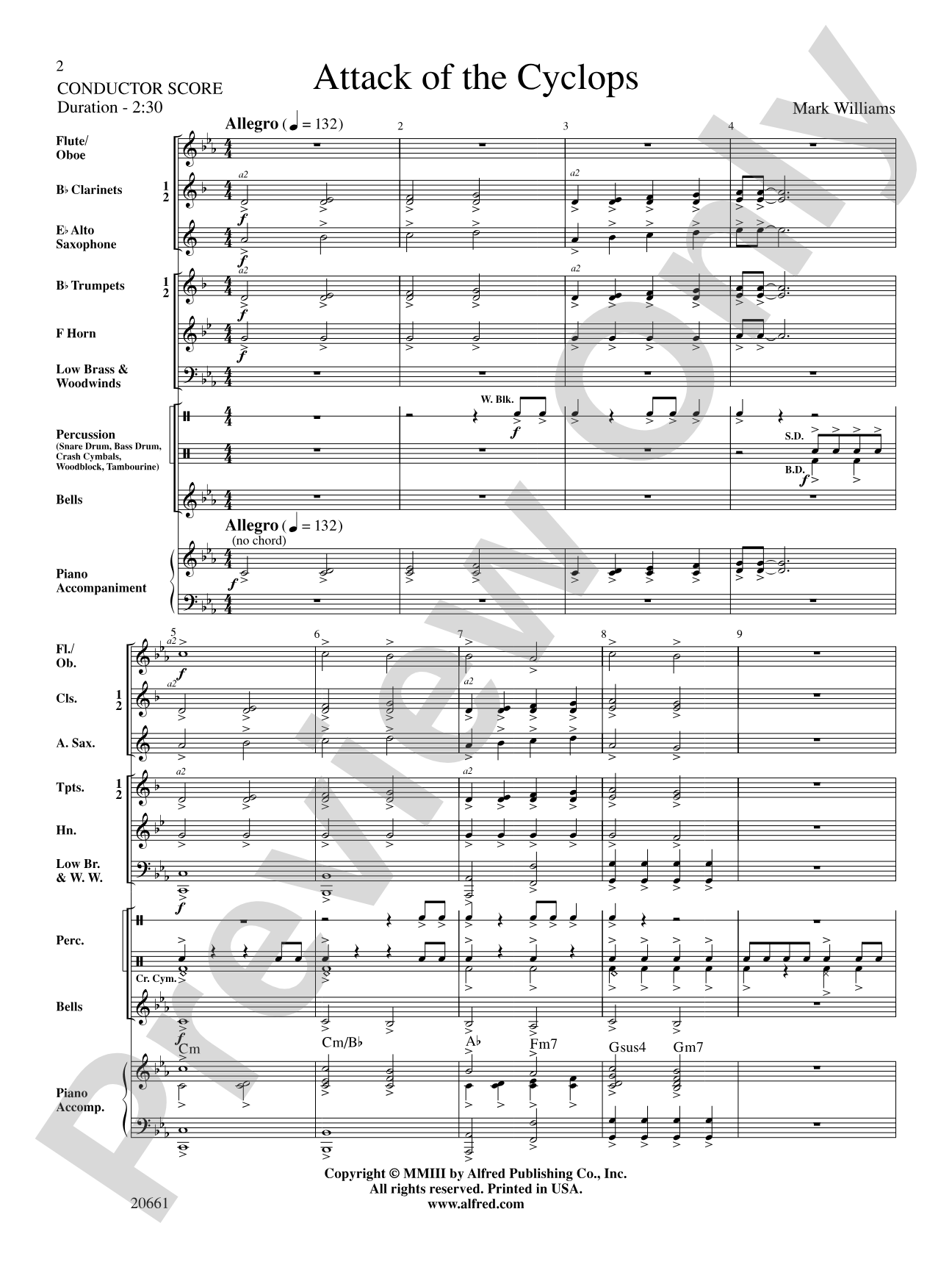 Attack of the Cyclops: Concert Band Conductor Score & Parts