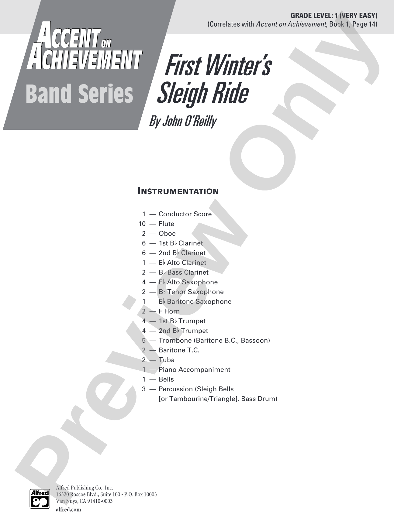 First Winter's Sleigh Ride: Concert Band Conductor Score & Parts
