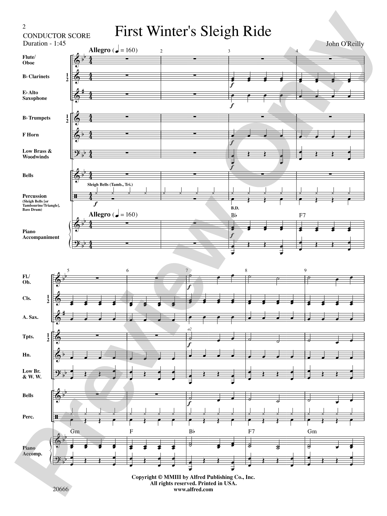 First Winter's Sleigh Ride: Concert Band Conductor Score & Parts