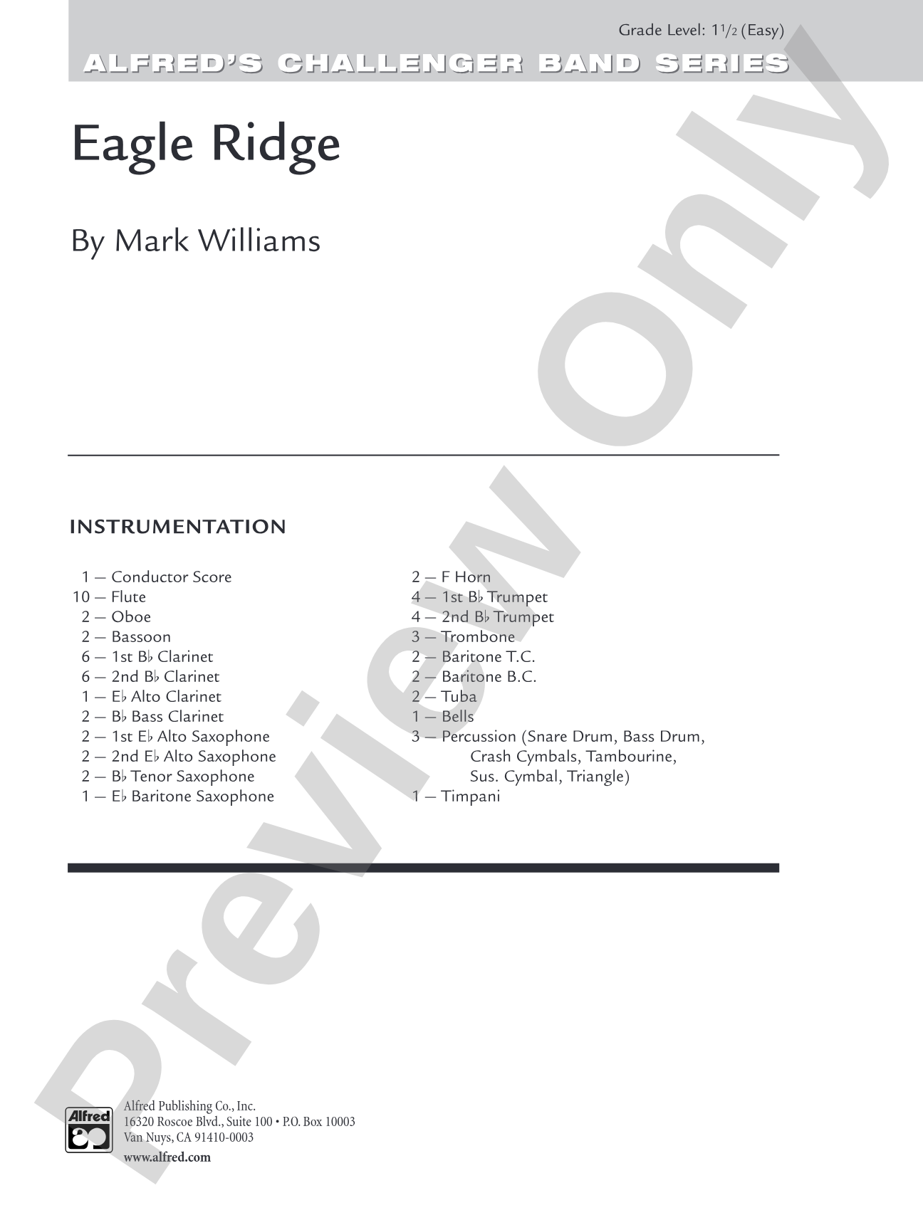 Eagle Ridge: Concert Band Conductor Score & Parts