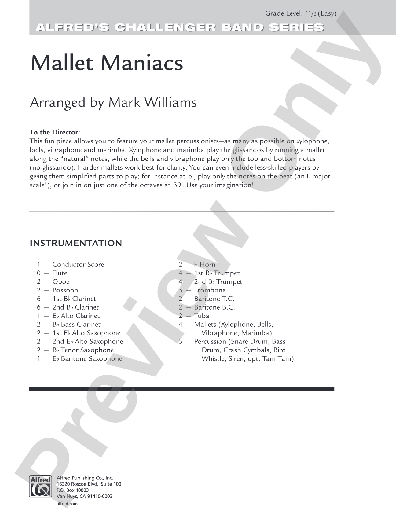 Mallet Maniacs: Concert Band Conductor Score & Parts