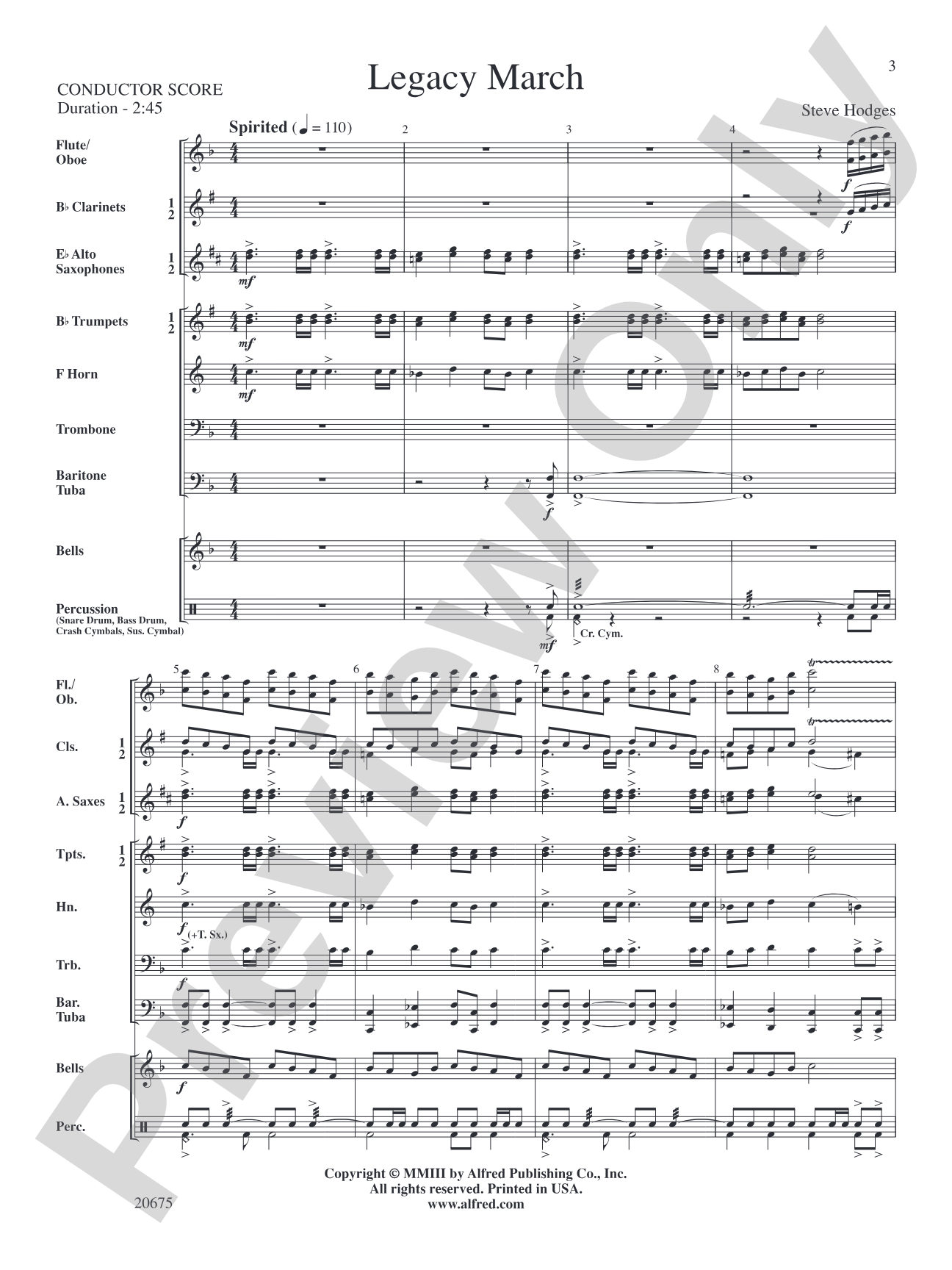 Legacy March: Concert Band Conductor Score & Parts