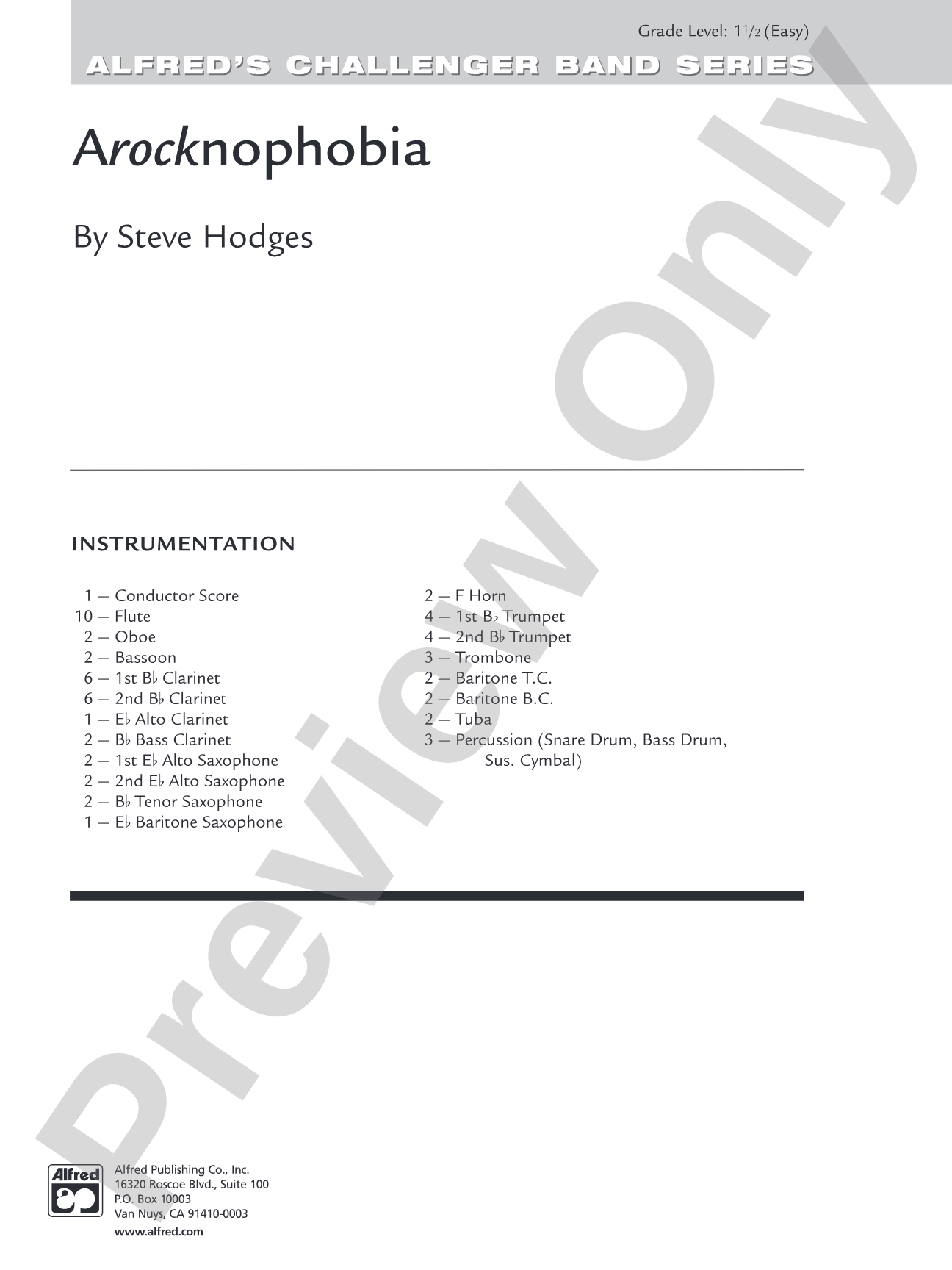 Arocknophobia: Concert Band Conductor Score & Parts