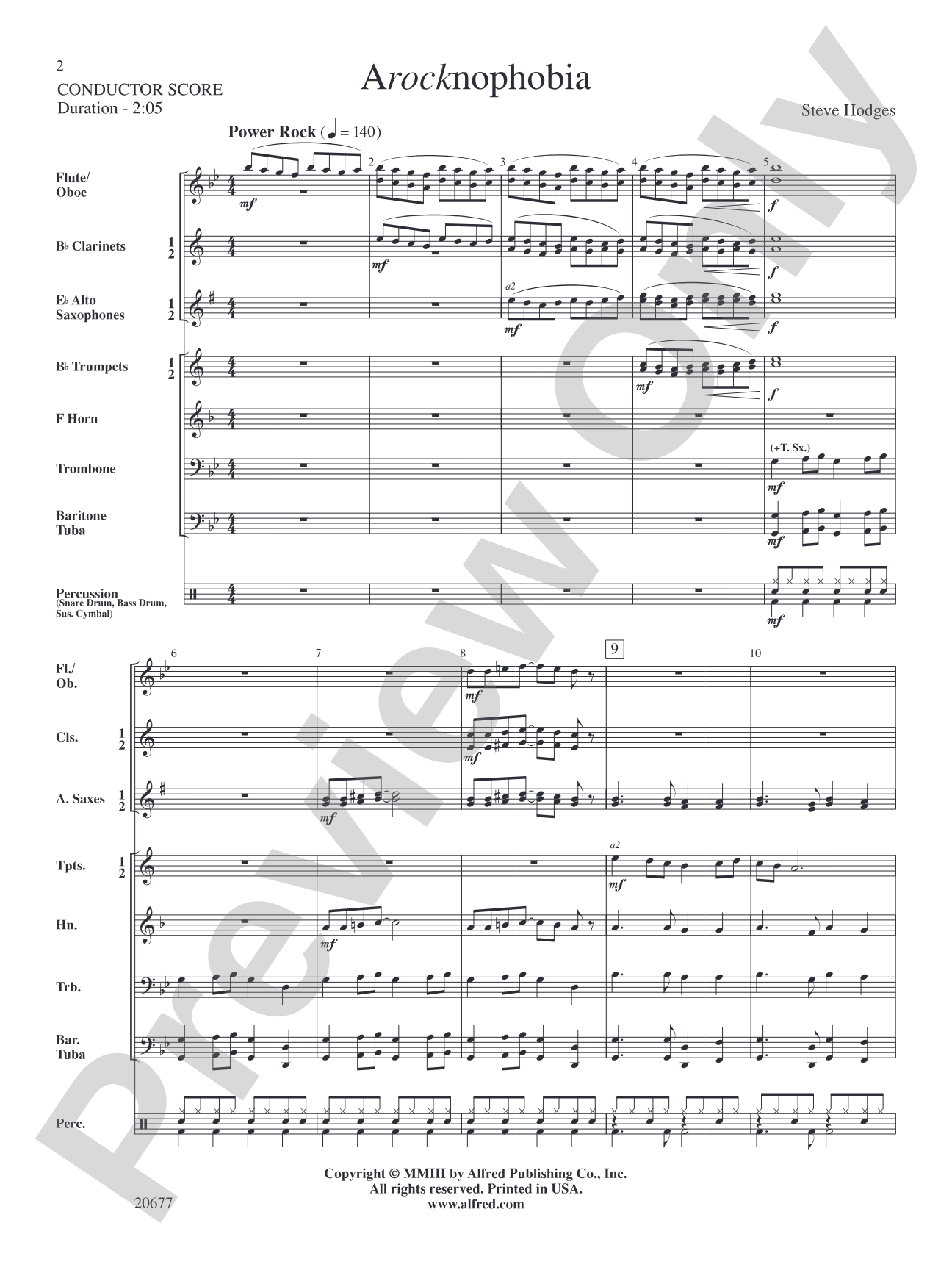 Arocknophobia: Concert Band Conductor Score & Parts