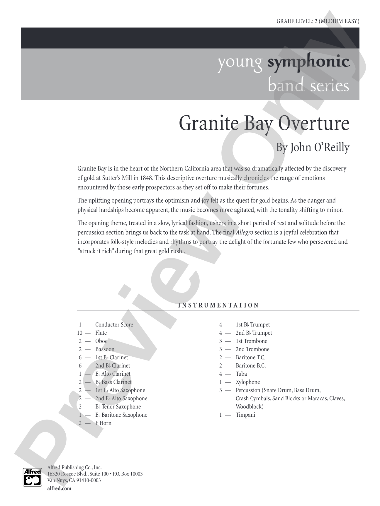 Granite Bay Overture: Concert Band Conductor Score & Parts