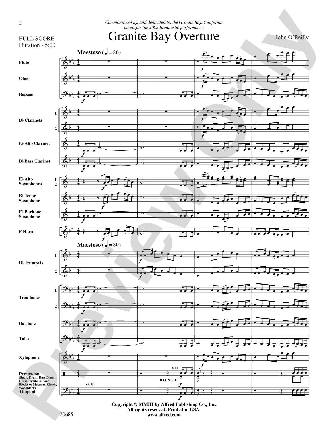 Granite Bay Overture: Concert Band Conductor Score & Parts