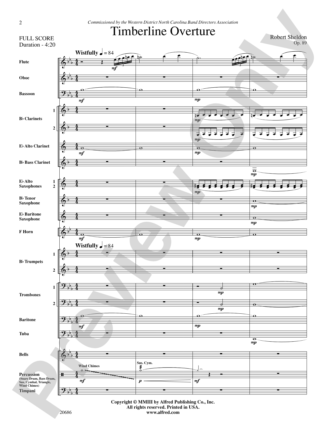 Timberline Overture: Concert Band Conductor Score & Parts