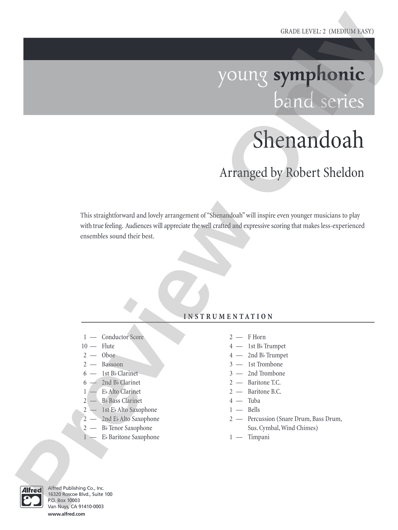 Shenandoah: Concert Band Conductor Score & Parts
