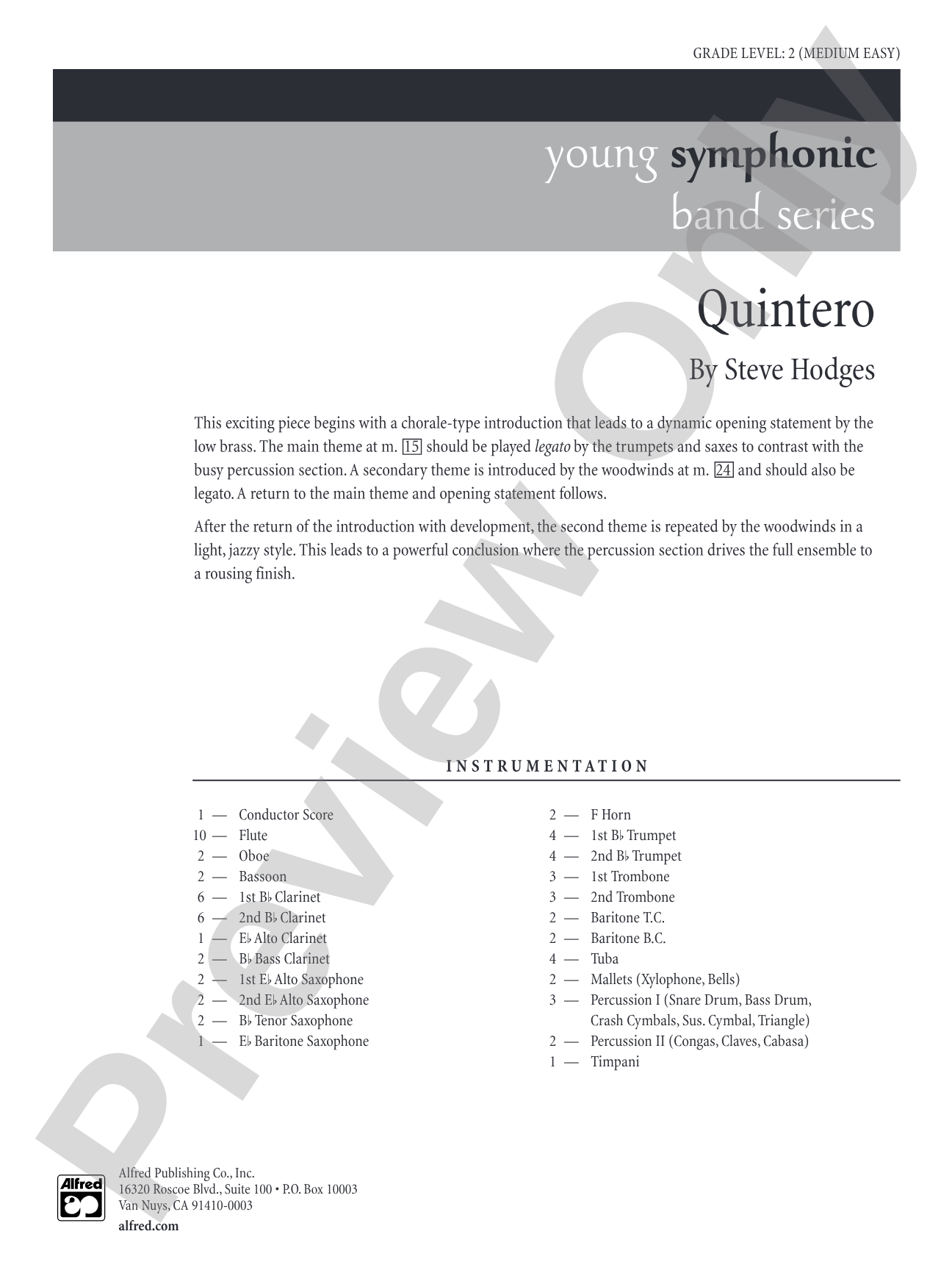 Quintero: Concert Band Conductor Score & Parts