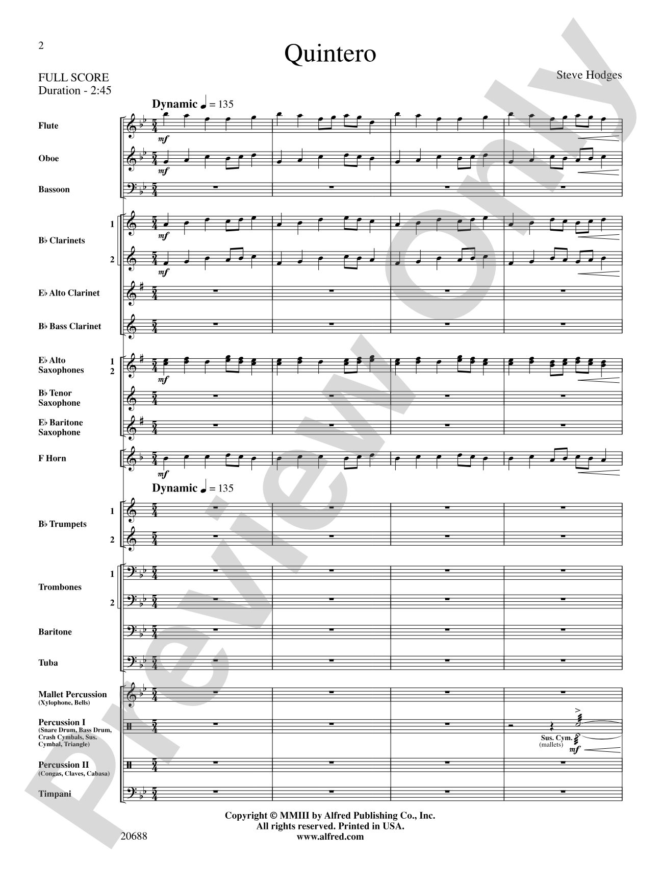 Quintero: Concert Band Conductor Score & Parts